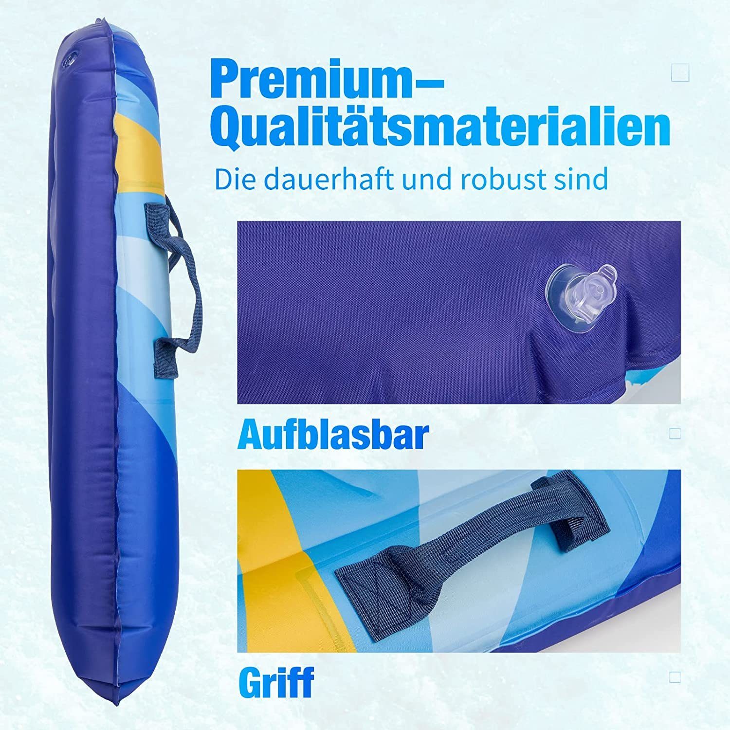 KAHOO Schwimmhilfe Bodyboard, Blau Inflatable 52x14x70cm, SUP-Board Aufblasbares