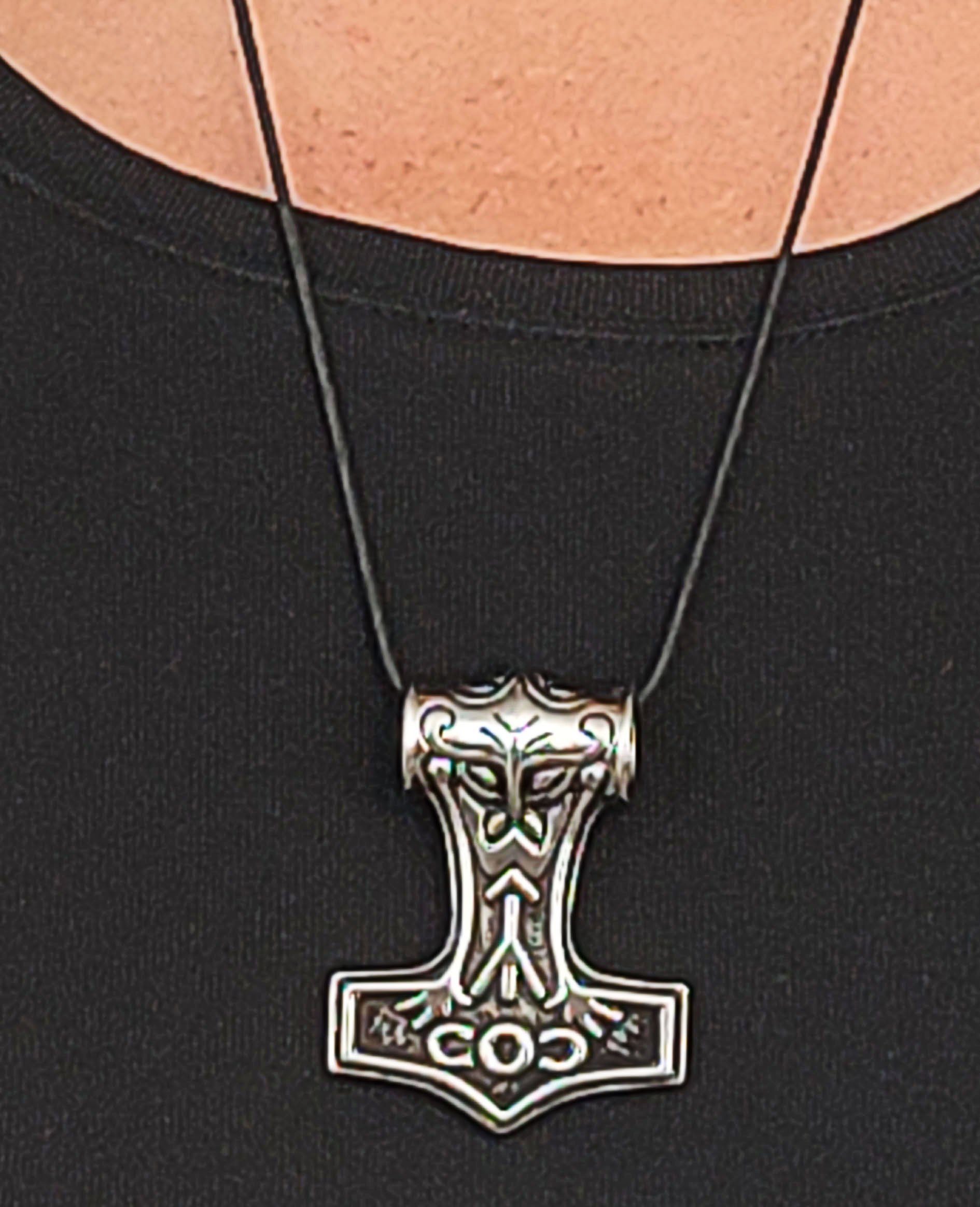 Kettenanhänger Mjölnir of Wikinger Hammer Leather Thor Kiss Anhänger massiver Edelstahl großer Thorshammer