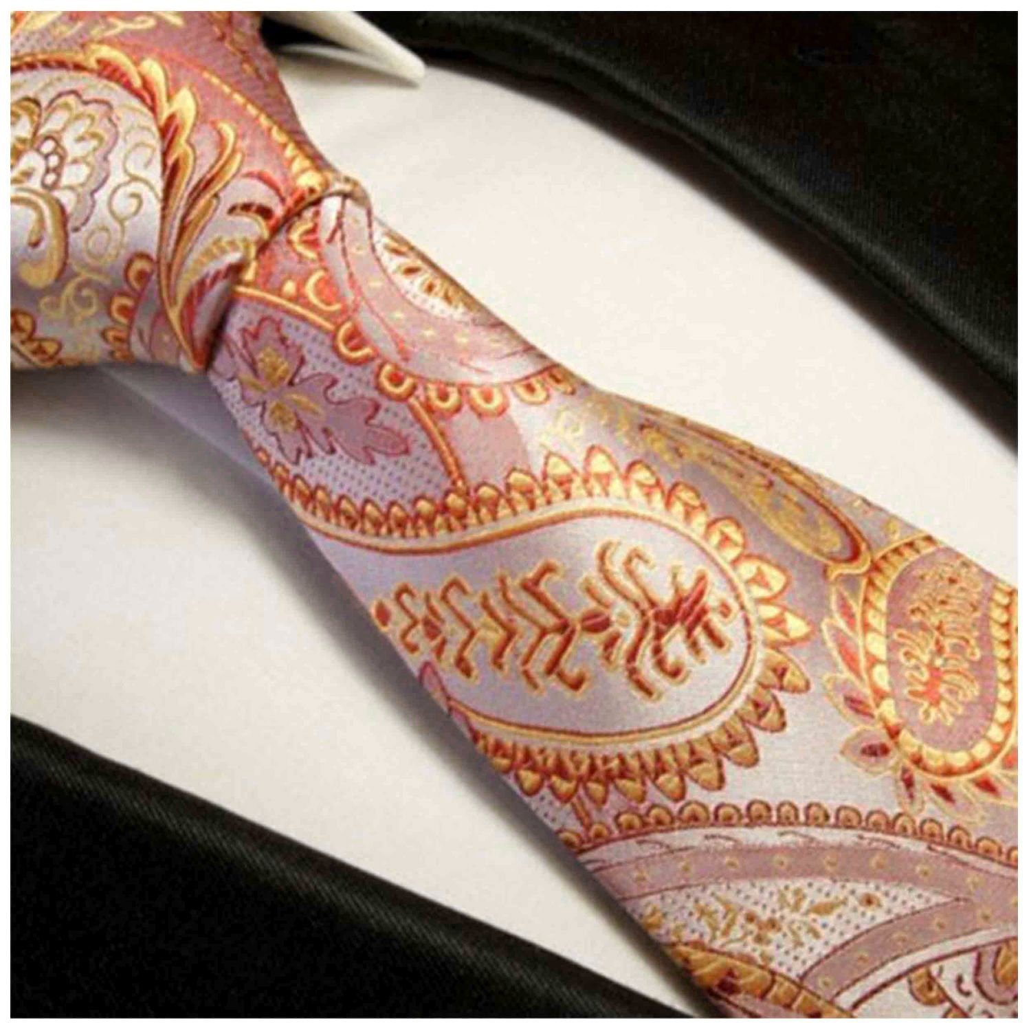 Paul paisley Elegante Schlips brokat 100% (6cm), 380 Schmal Seidenkrawatte Krawatte Seide Malone Herren orange