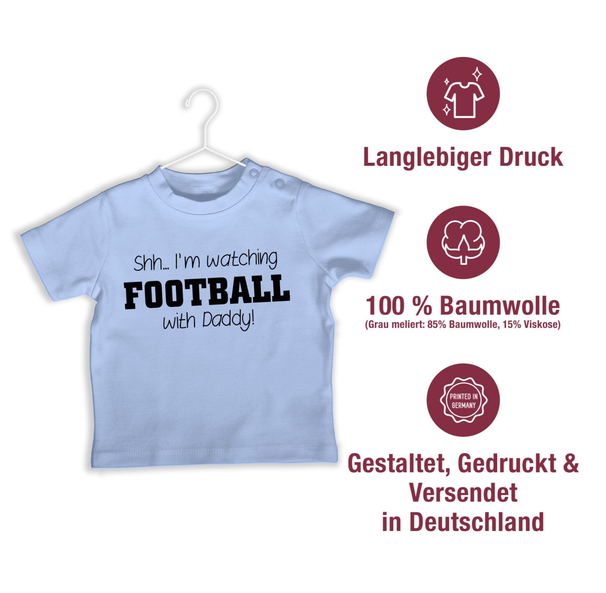 schwarz Shirtracer football 2 Shh...I'm - Bewegung Babyblau Baby Sport Daddy! T-Shirt watching with &