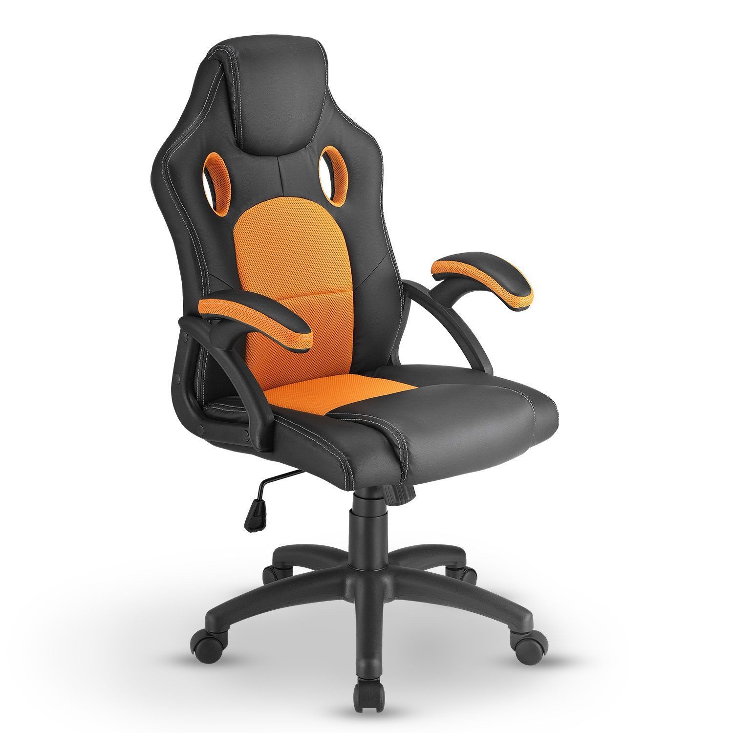 Juskys Gaming-Stuhl Montreal, Ergonomisch geformte Sitzfläche, Rückenlehne und Sitzfläche kippbar