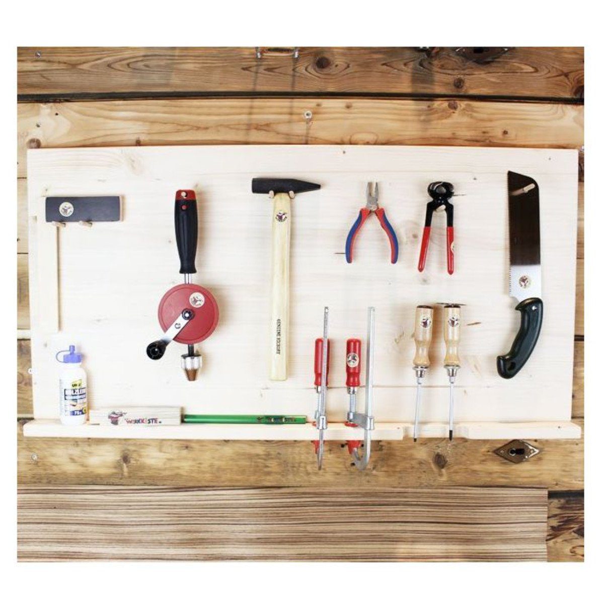 Die Werkkiste Werkzeugset Kinderwerkzeugset-Werkdachs' Werkzeugwand