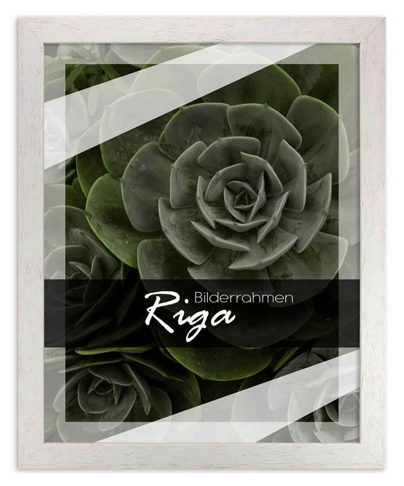 BIRAPA Einzelrahmen Bilderrahmen Riga, (1 Stück), 50x70 cm, Weiß Verwittert, Holz