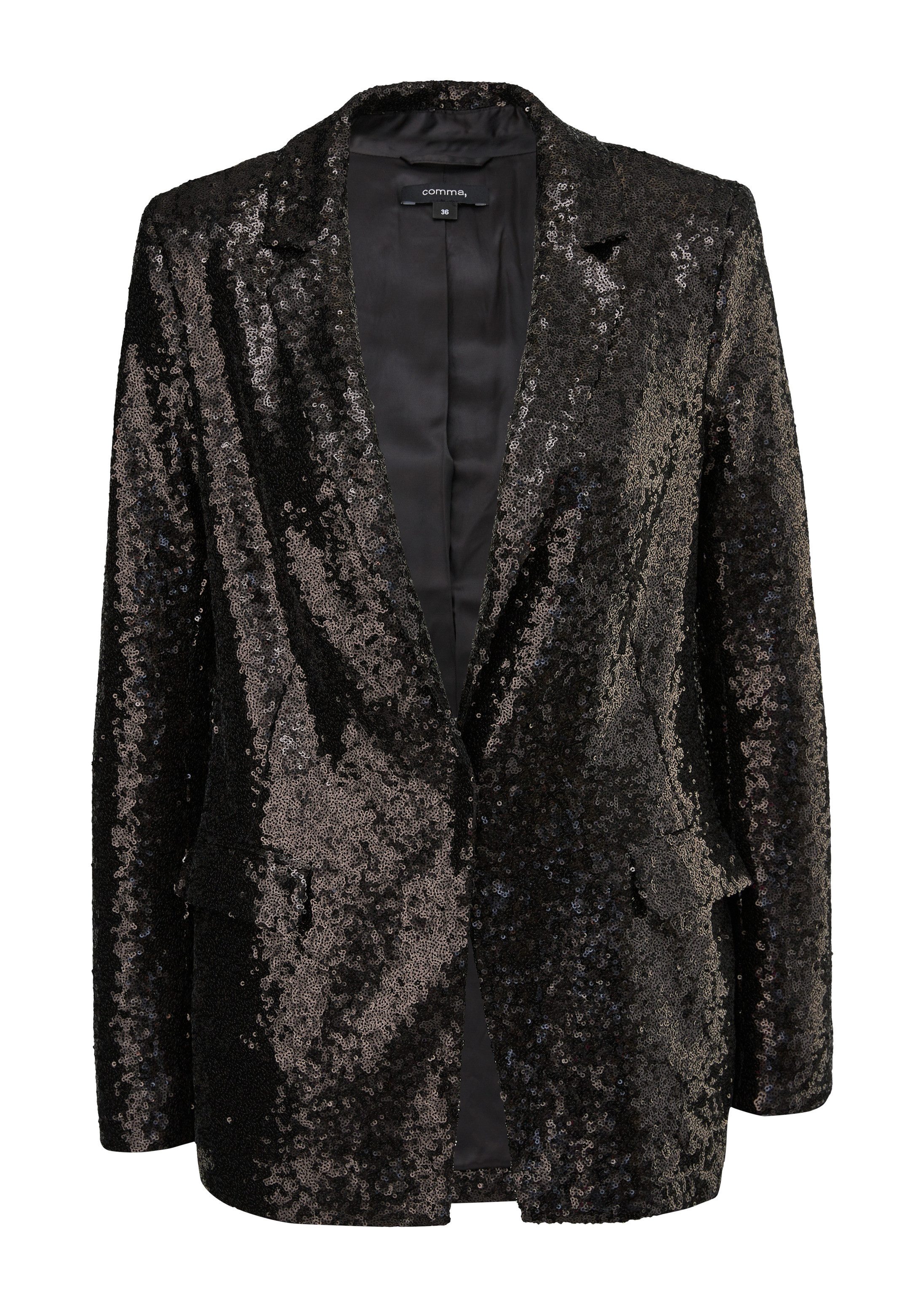 comma Jackenblazer Indoor-Jacke Longblazer mit Pailletten