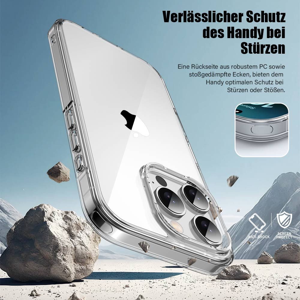 FITSU Handyhülle Transparente Hülle für Apple iPhone 16 Pro Max Handyhülle 6,9 Zoll, Durchsichtige Schutzhülle für Apple iPhone 16 Pro Max Hybrid Case – Bild 4 von 4