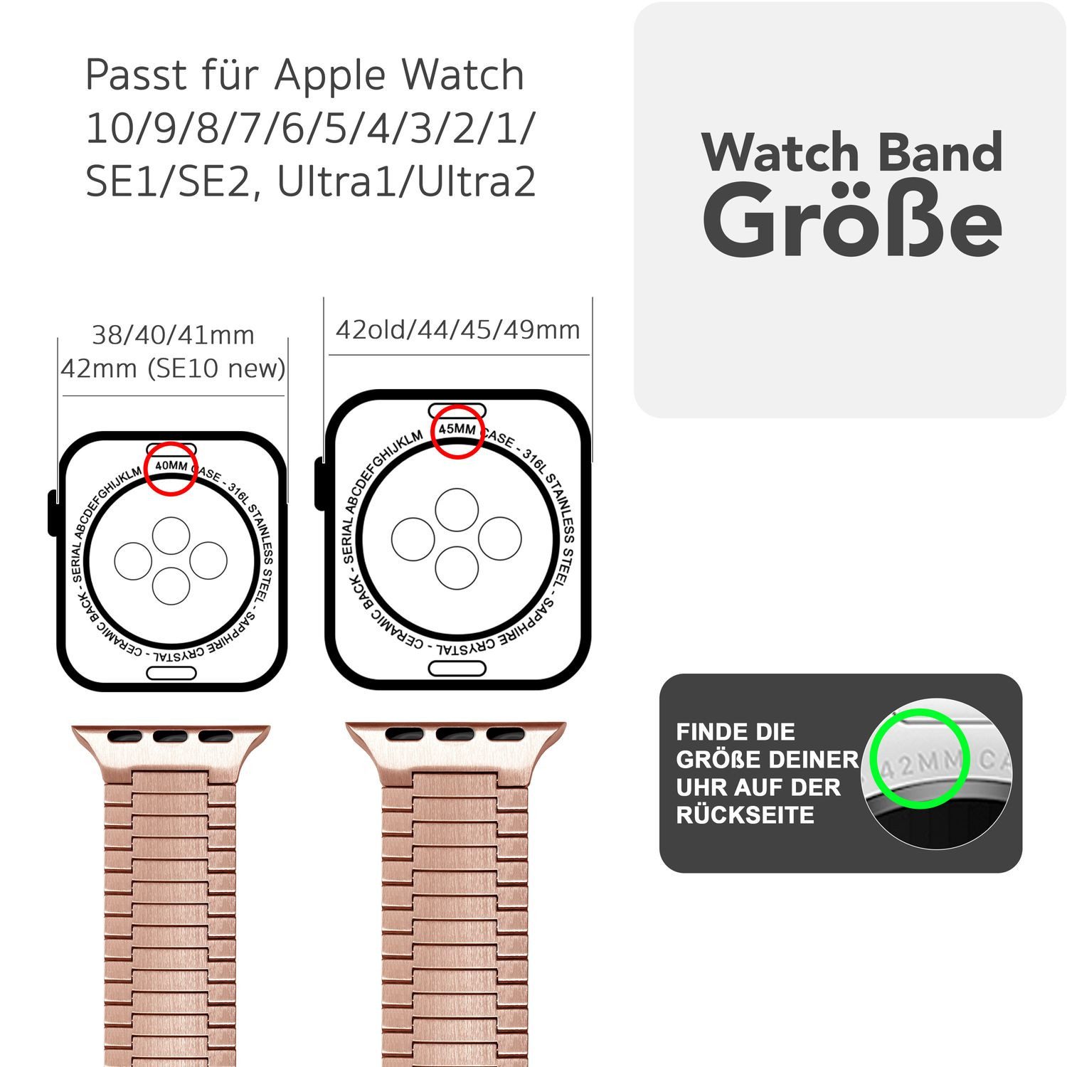 Nalia Smartwatch-Armband Apple Watch 49mm/46/45/44/42(Serie 1-3), günstig online kaufen