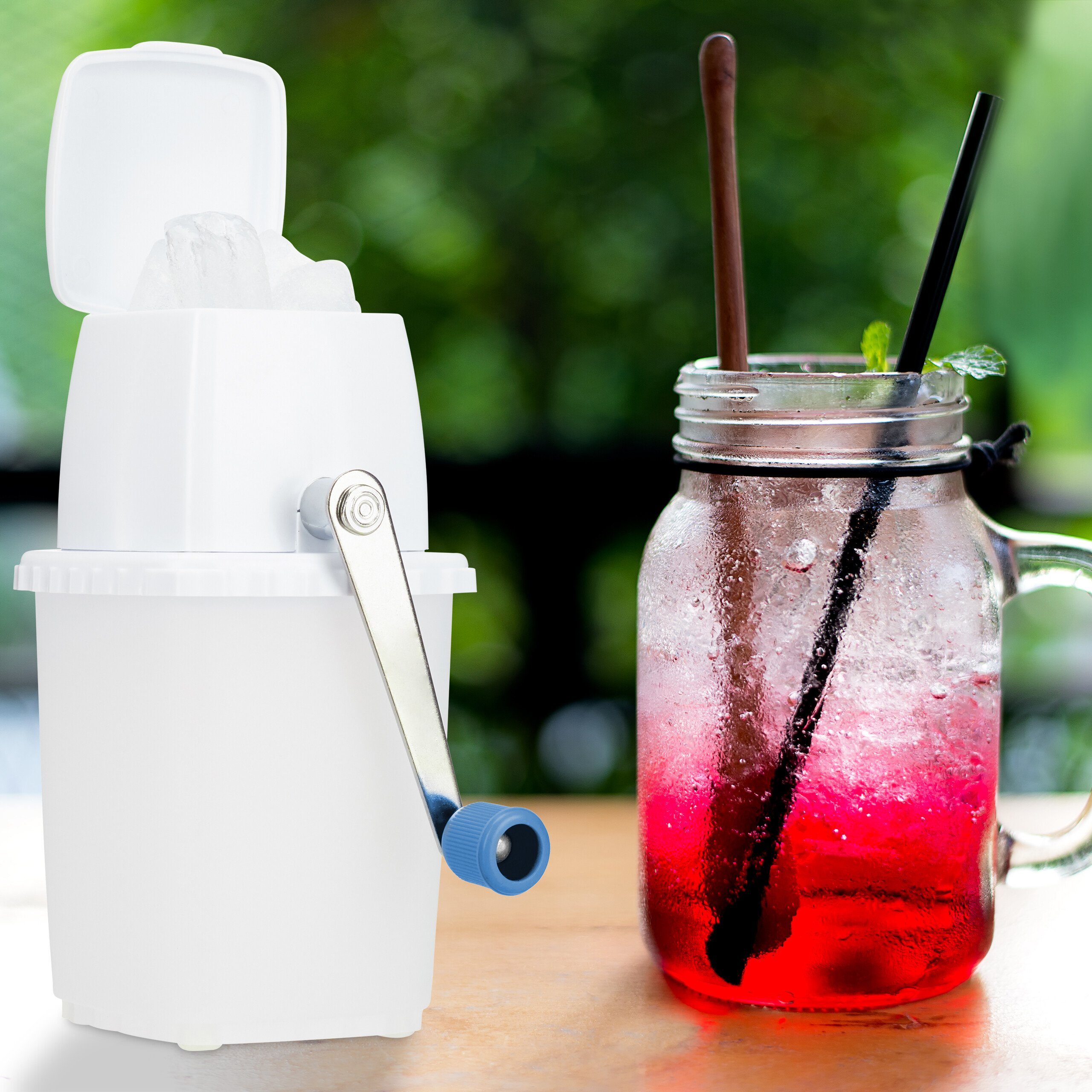 relaxdays Eiswürfelbehälter Manueller Eiscrusher, Kunststoff