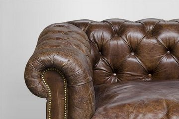 Casa Padrino Chesterfield-Sofa Chesterfield Luxus Echt Leder Sofa 4 Sitzer Vintage Leder von Cigar