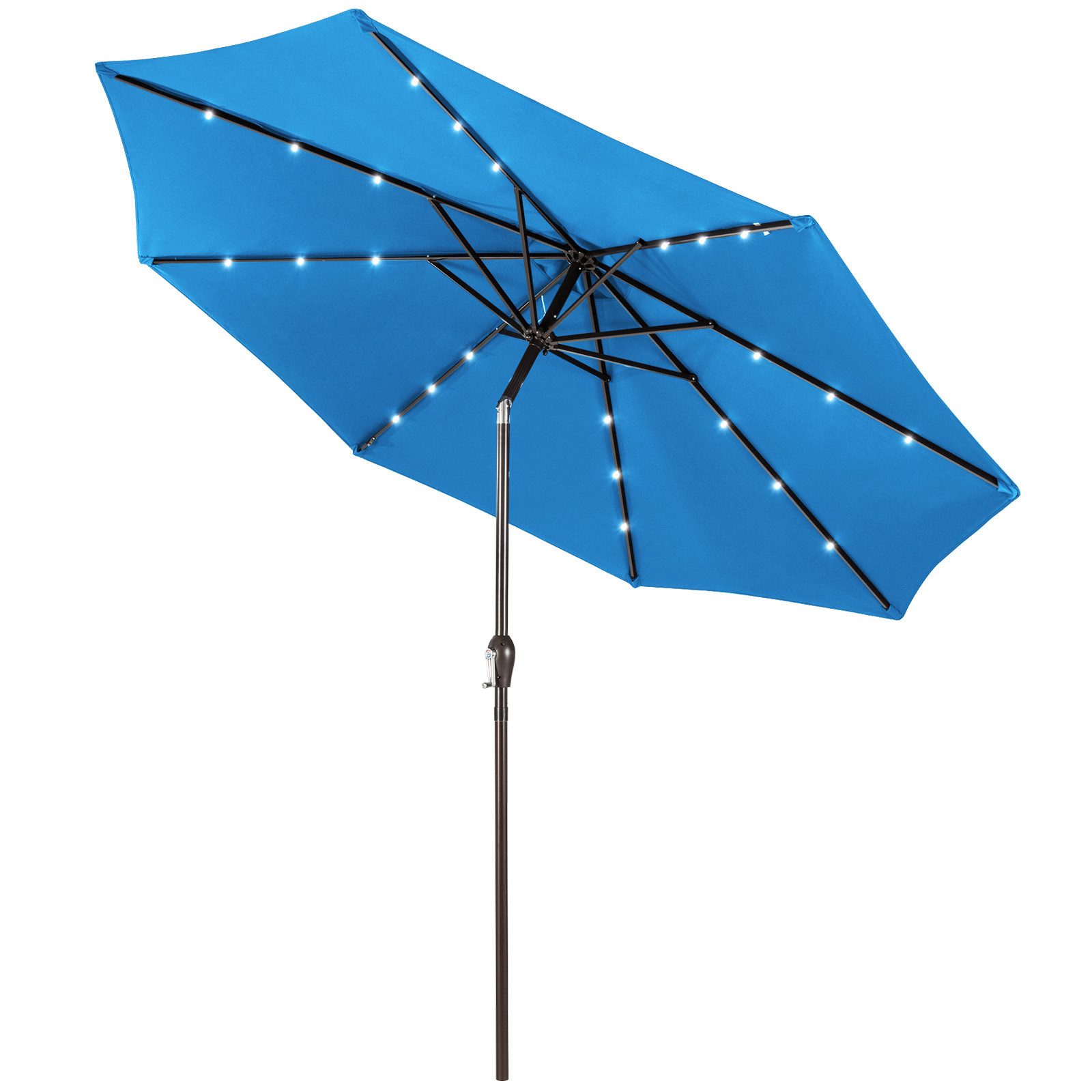 COSTWAY Sonnenschirm φ300 cm Gartenschirm, mit Solar LED Beleuchtung
