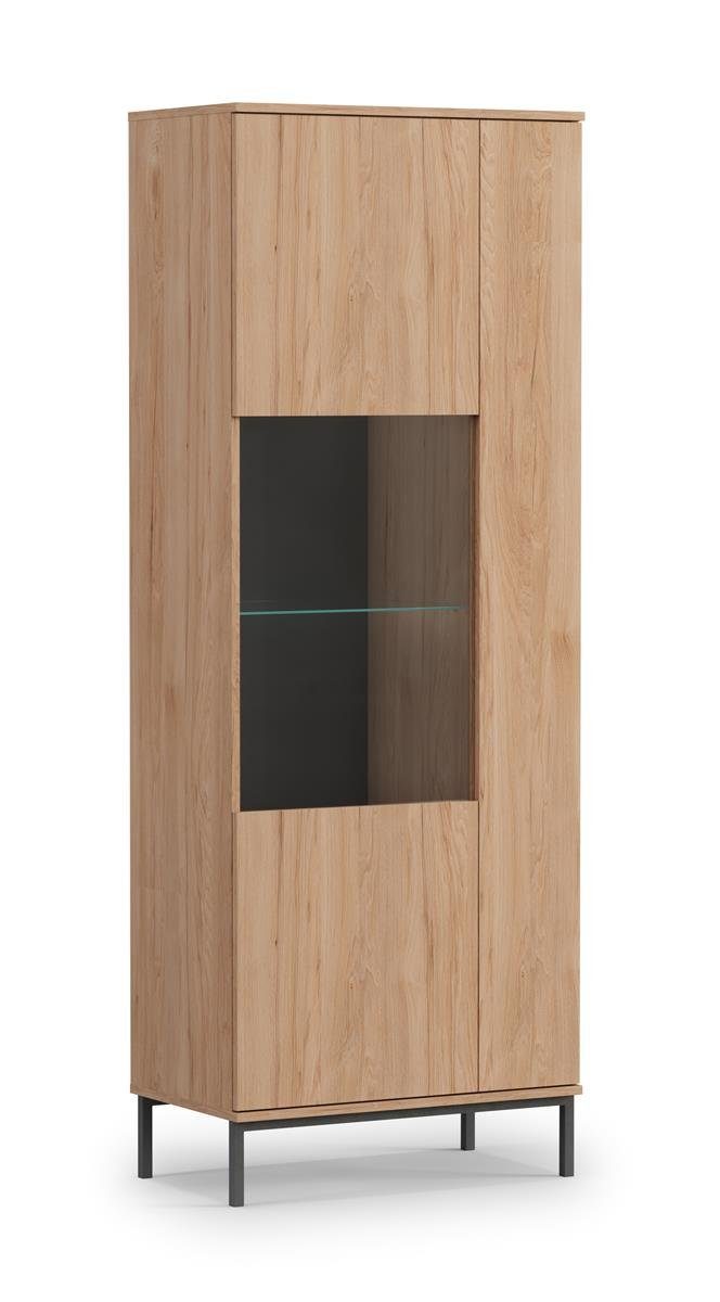 Scharniertüren mit und Schrank) Spanplatte Glaselemente, (inklusive 2x Querty Hikora Beautysofa Vitrine Glas Einlegeböden, auf Standvitrine,