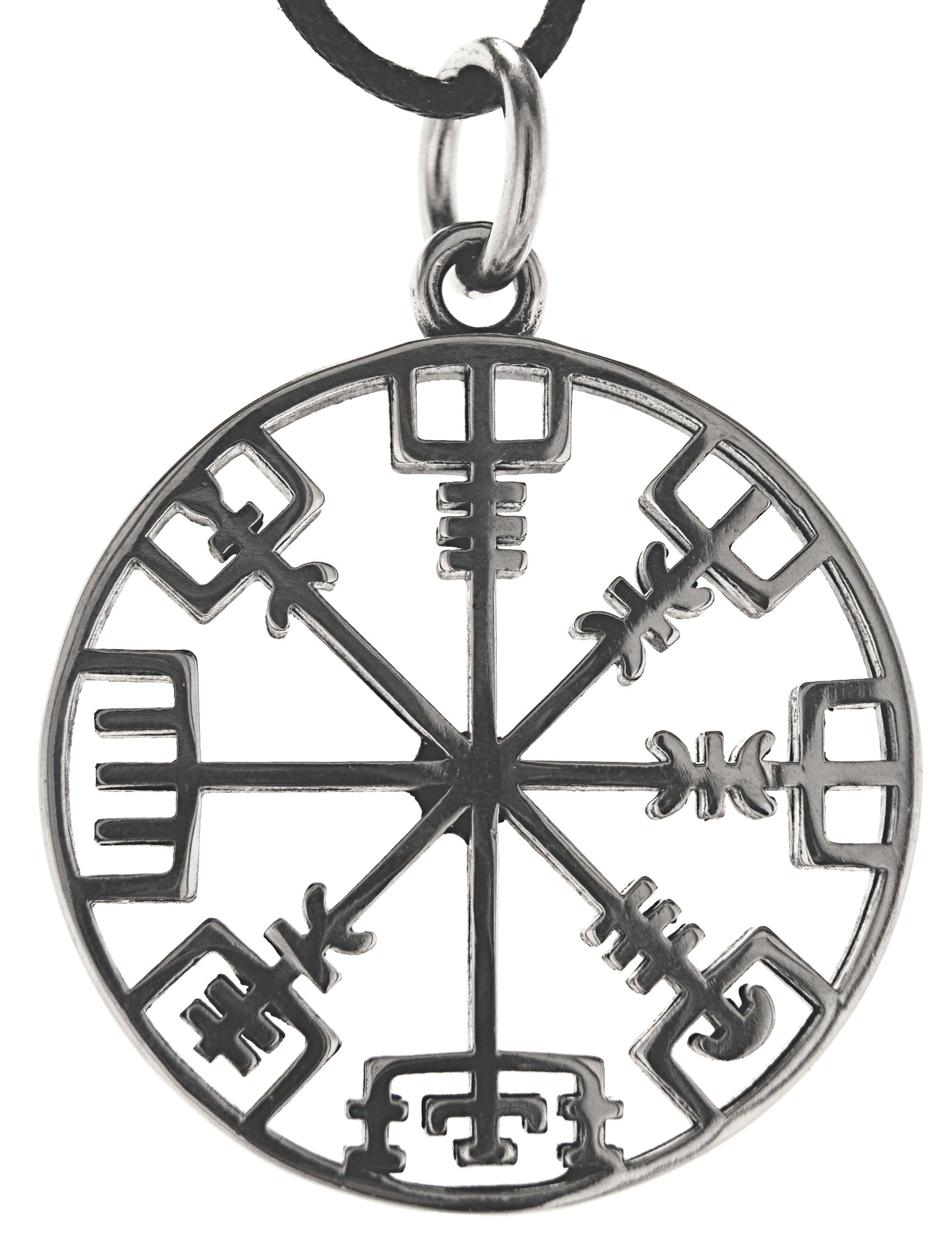 Kiss of Leather Kettenanhänger Wikingerkompass Vegvisir Wikinger Kompass aus Edelstahl