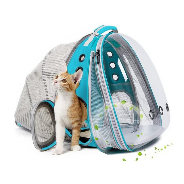 zggzerg Tiertransporttasche Katzentrager-Rucksack, vorne hinten, doppelt erweiterbar, durchsichtig bis 9,00 kg