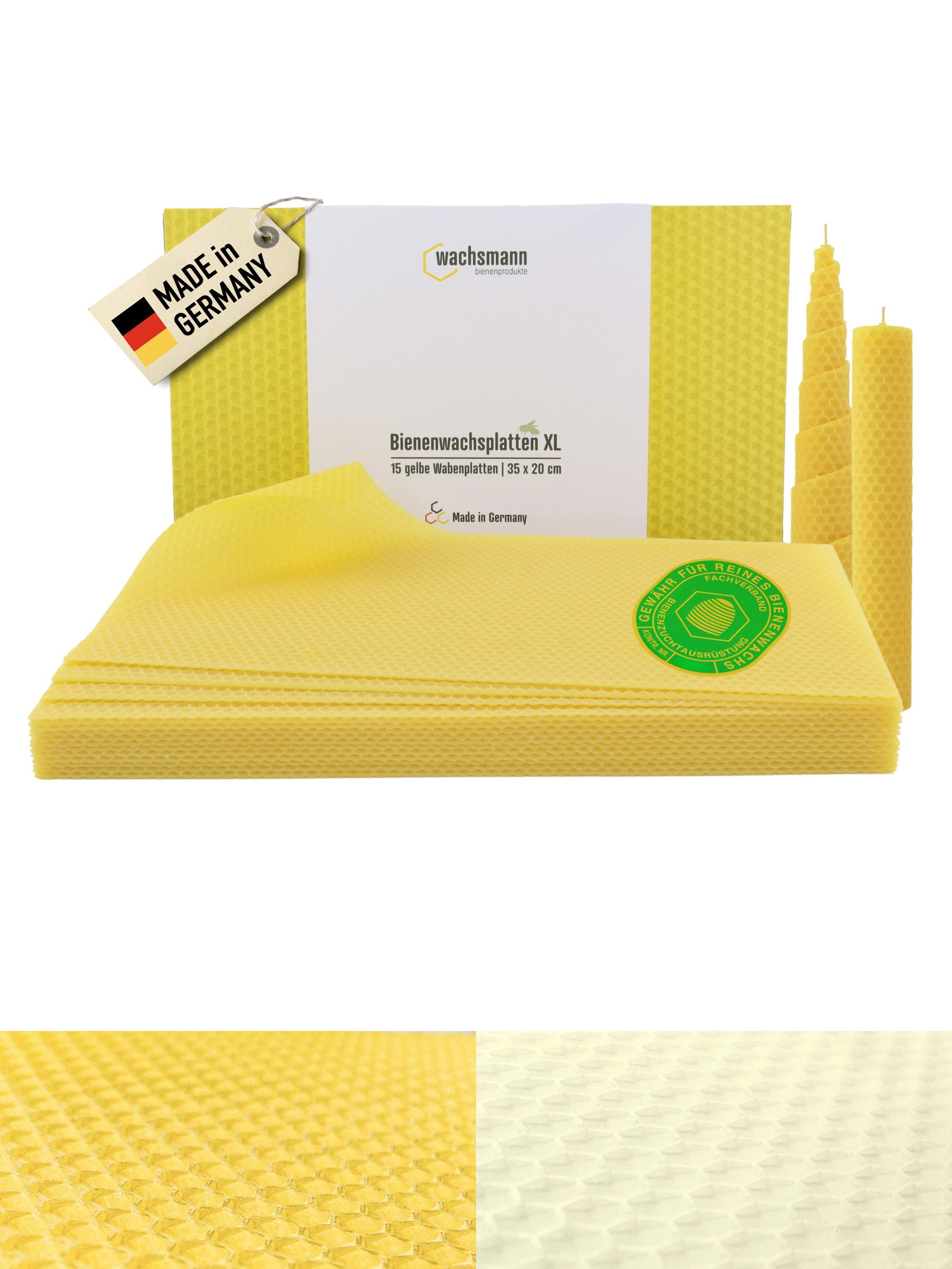 Wachsmann Bienenprodukte Ремеслоaturmaterial Bienenwachsplatten XL, 100% echtes Bienenwachs