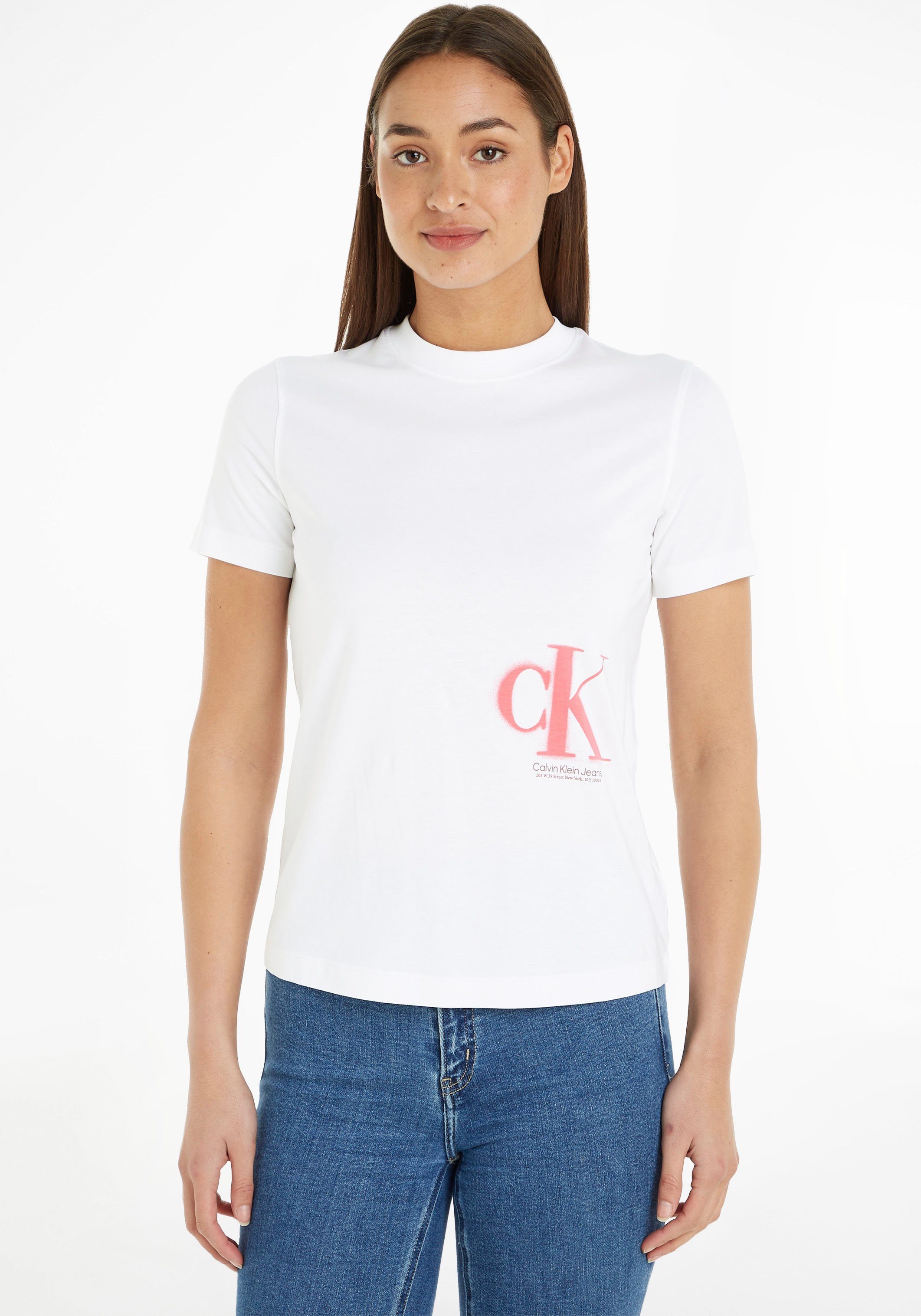 Calvin T-Shirt mit Klein Logodruck Spray-Design im Jeans