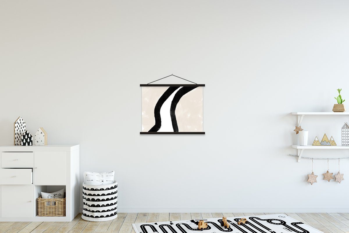 MuchoWow Poster Abstrakt - Linie - Design - Pastell, (1 St), Magnetische Posterleiste, Eichenholz, Holzleisten, Textilposter schwarz | schwarz
