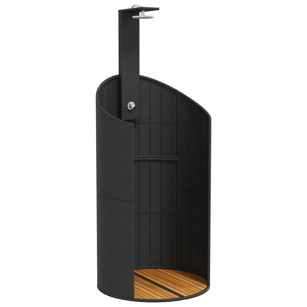 furnicato Gartendusche Poly Rattan Echtholz 100x100x241,5 cm Schwarz (1 St)
