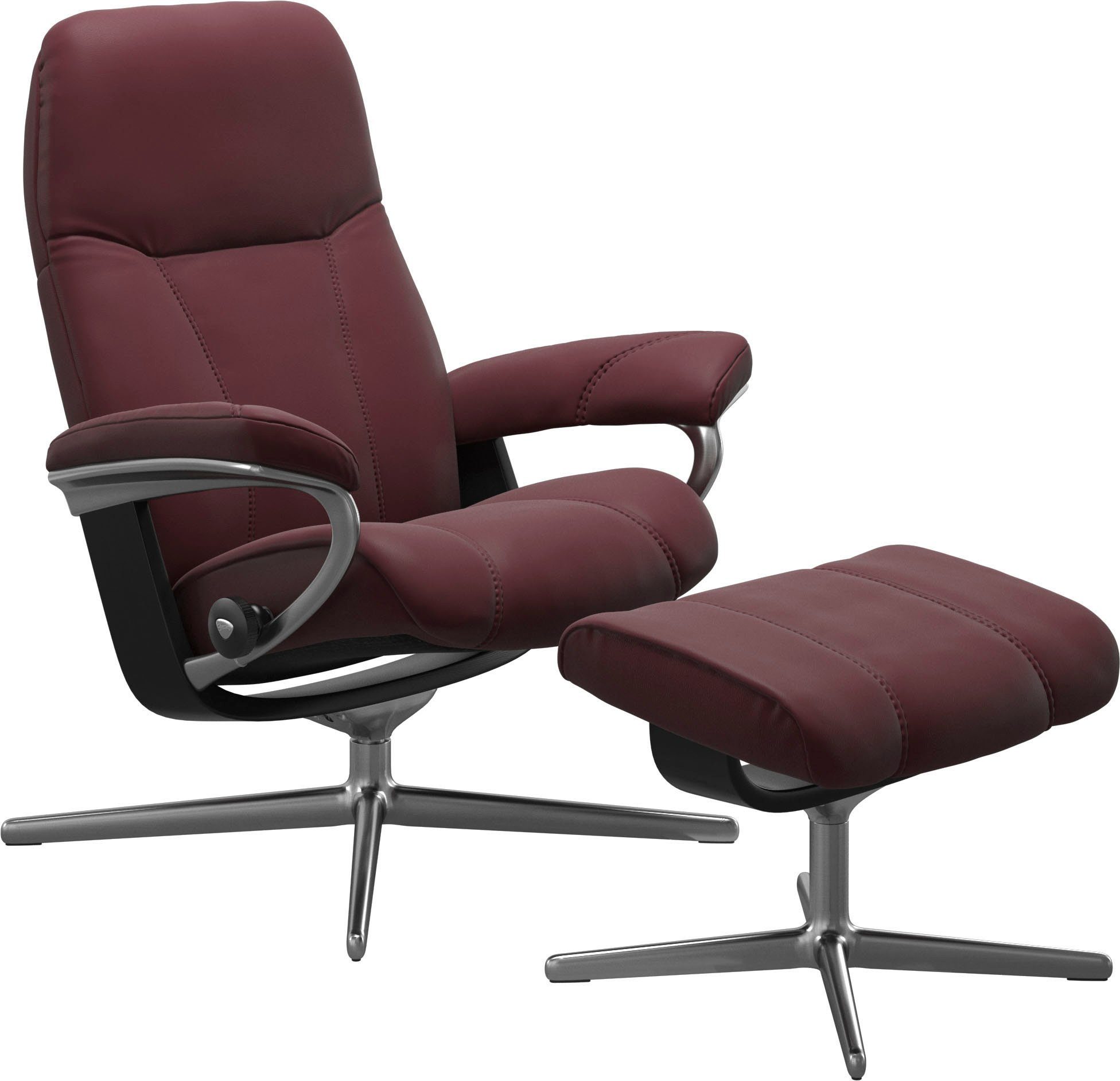 Stressless® Relaxsessel Consul (Set, Relaxsessel mit Hocker), mit Hocker, mit Cross Base, Größe S, M & L, Holzakzent Schwarz