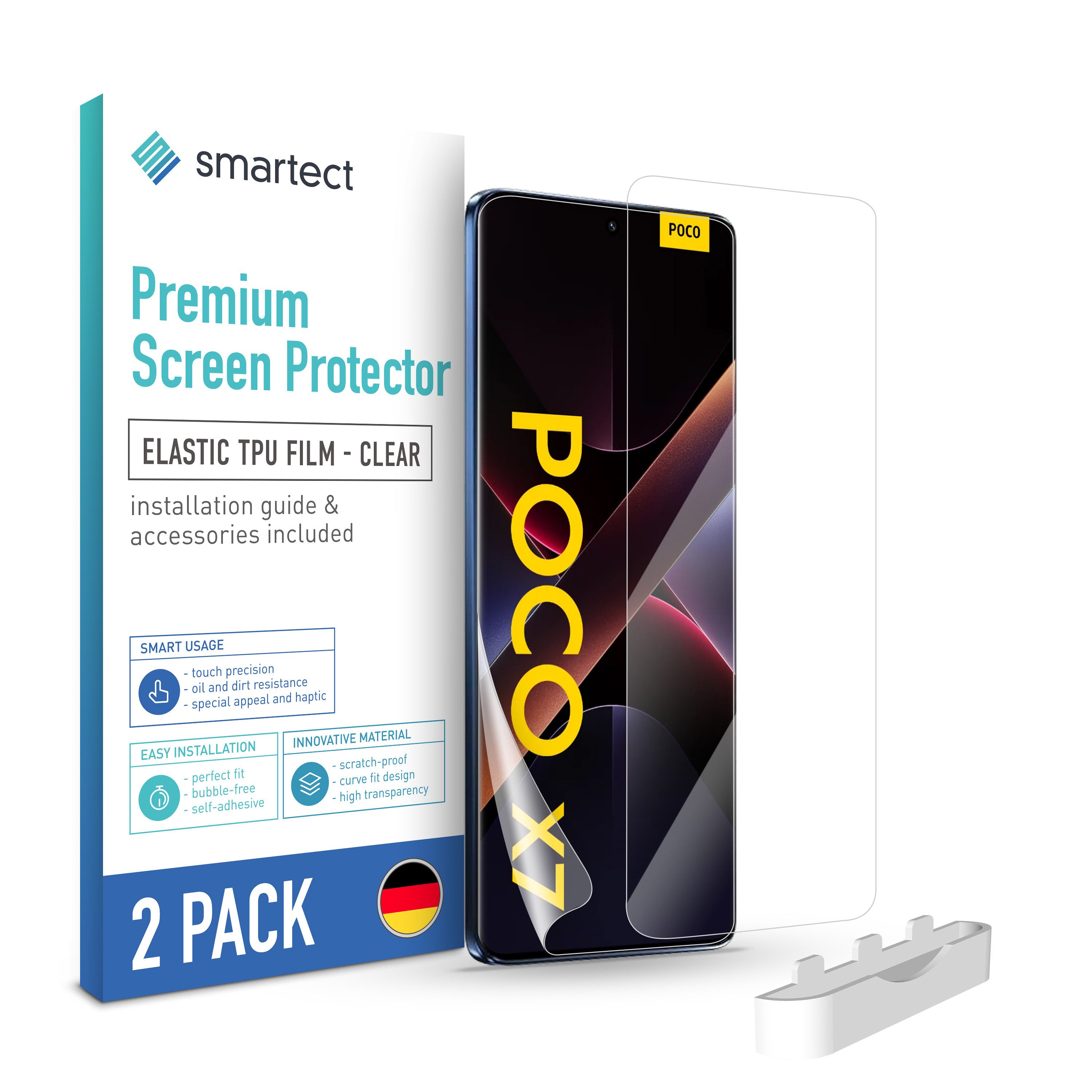 smartect Displayschutzfolie 2X TPU Schutzfolie Klar für Xiaomi Poco X7 für Xiaomi Poco X7, Set, 2 Stück, Ultra-klar, Kratzfest, Blasenfrei, Oleophob, Fingerabdruck kompatibel