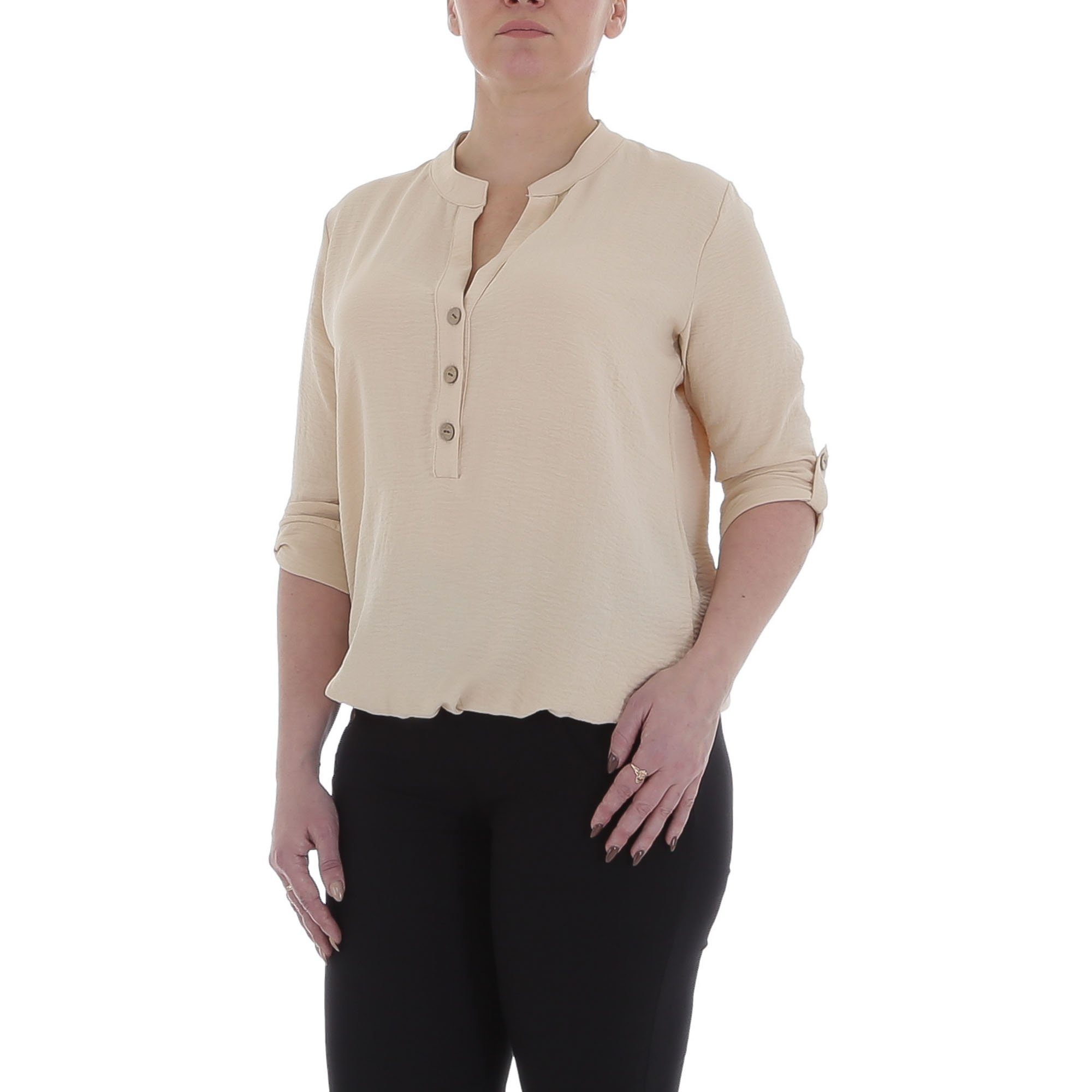 Ital-Design Crinklebluse Damen Elegant (85915890) Bluse in Beige günstig online kaufen