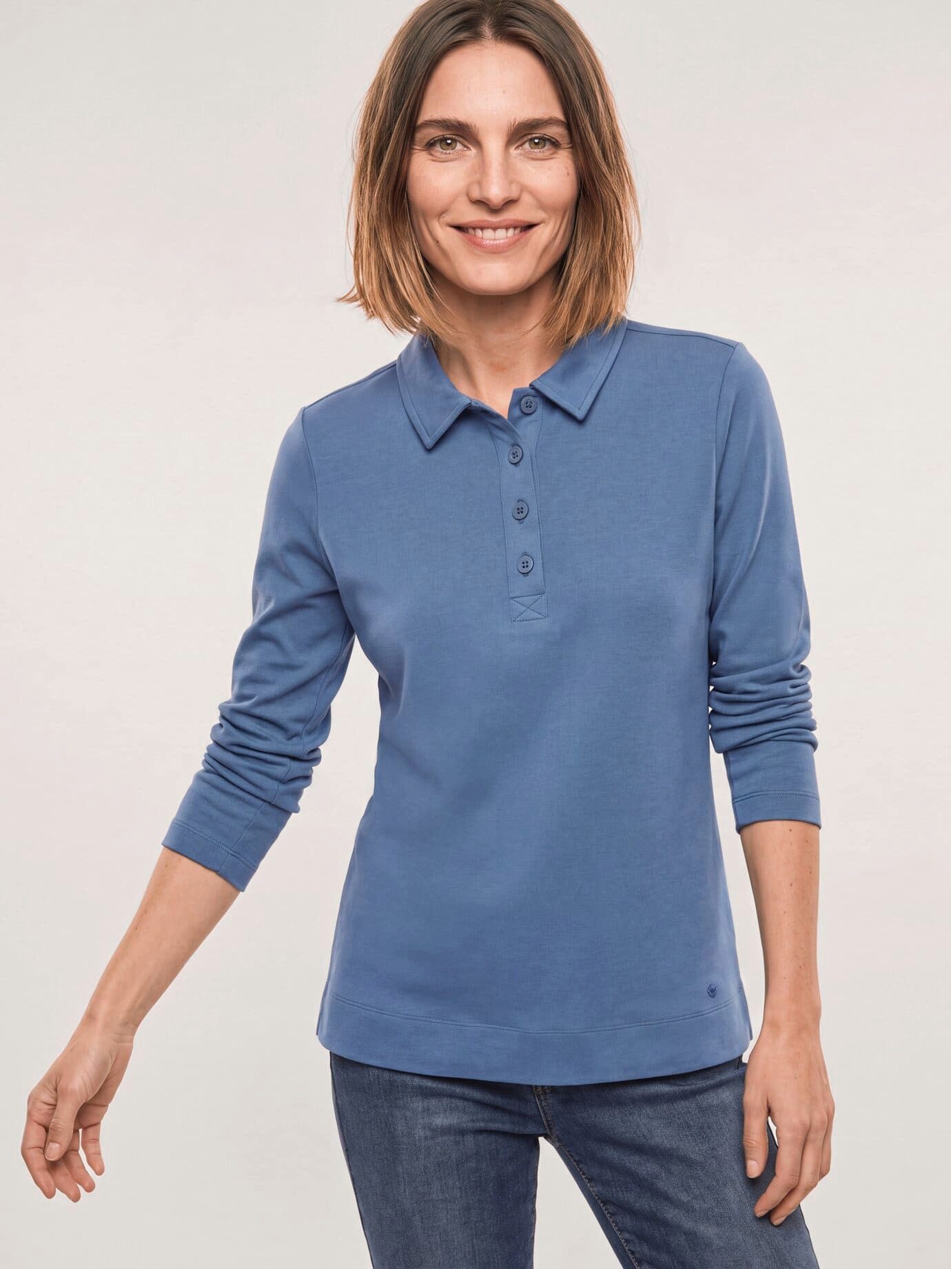 Walbusch Langarm-Poloshirt Damen Thermo Winterpolo Polokragen Langarm, modern, pflegeleicht