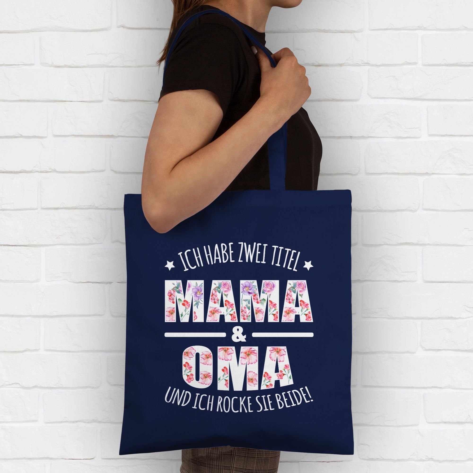 Blau Oma Oma, Navy & Shirtracer Umhängetasche Mama Geschenk 2 Habe Titel: zwei