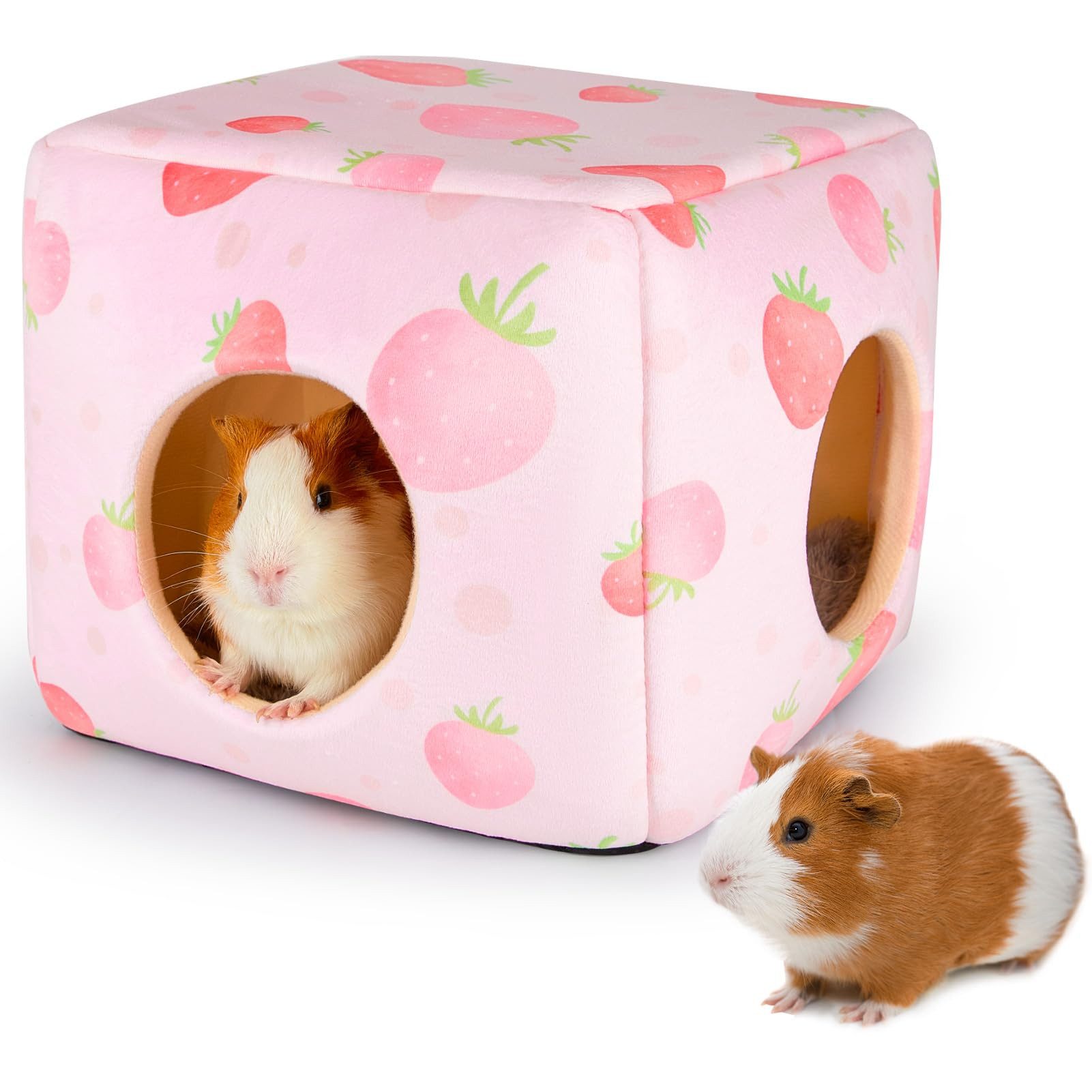 Ledander Kleintierhaus Meerschweinchen Haus 2 eingange–Waschbares Kaninchenbett&Kuschelhöhle, Warm & rutschfest -Versteck für, Chinchilla,Hamster,&kleine Haustiere
