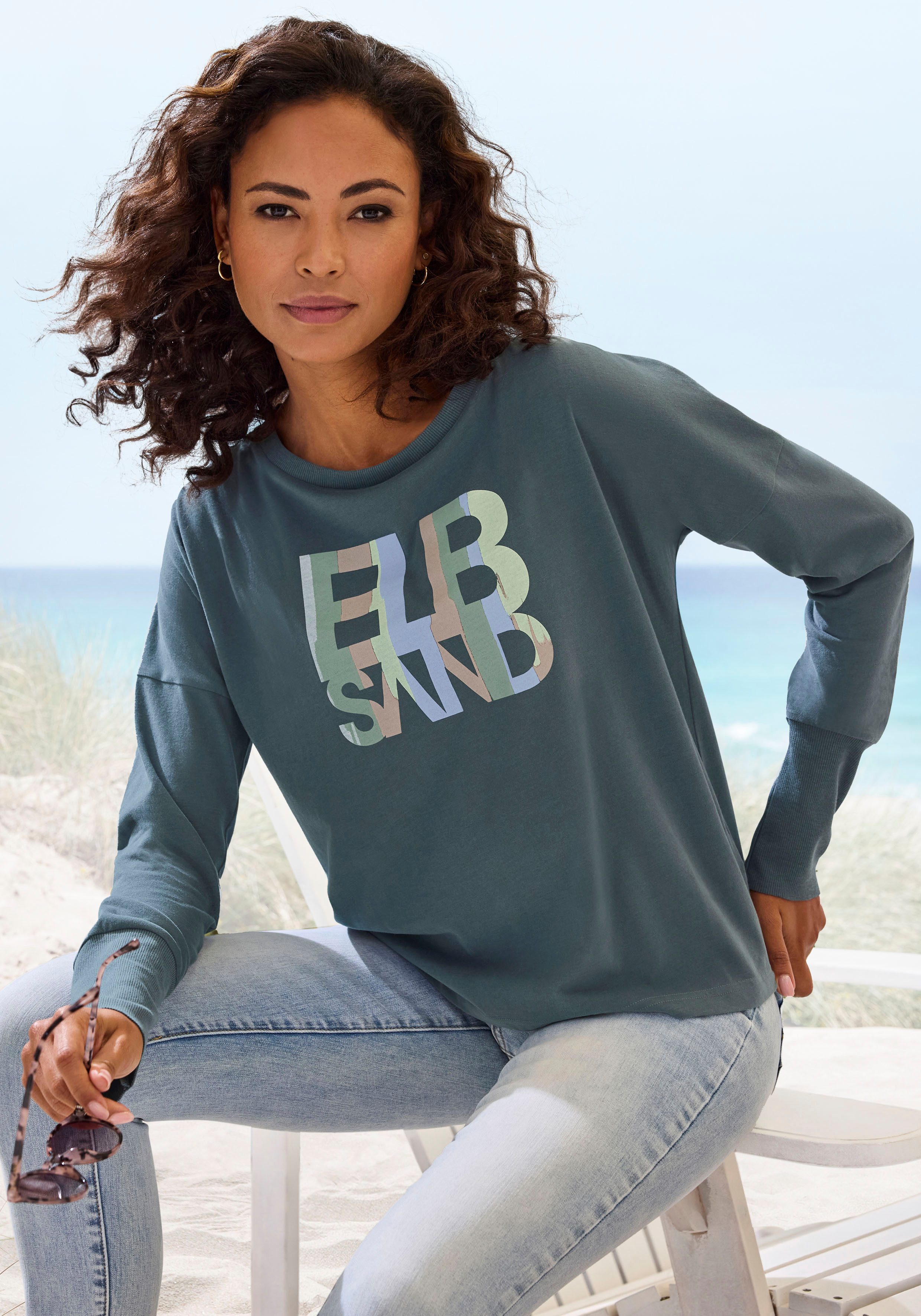 Elbsand Langarmshirt Ilda mir Frontprint