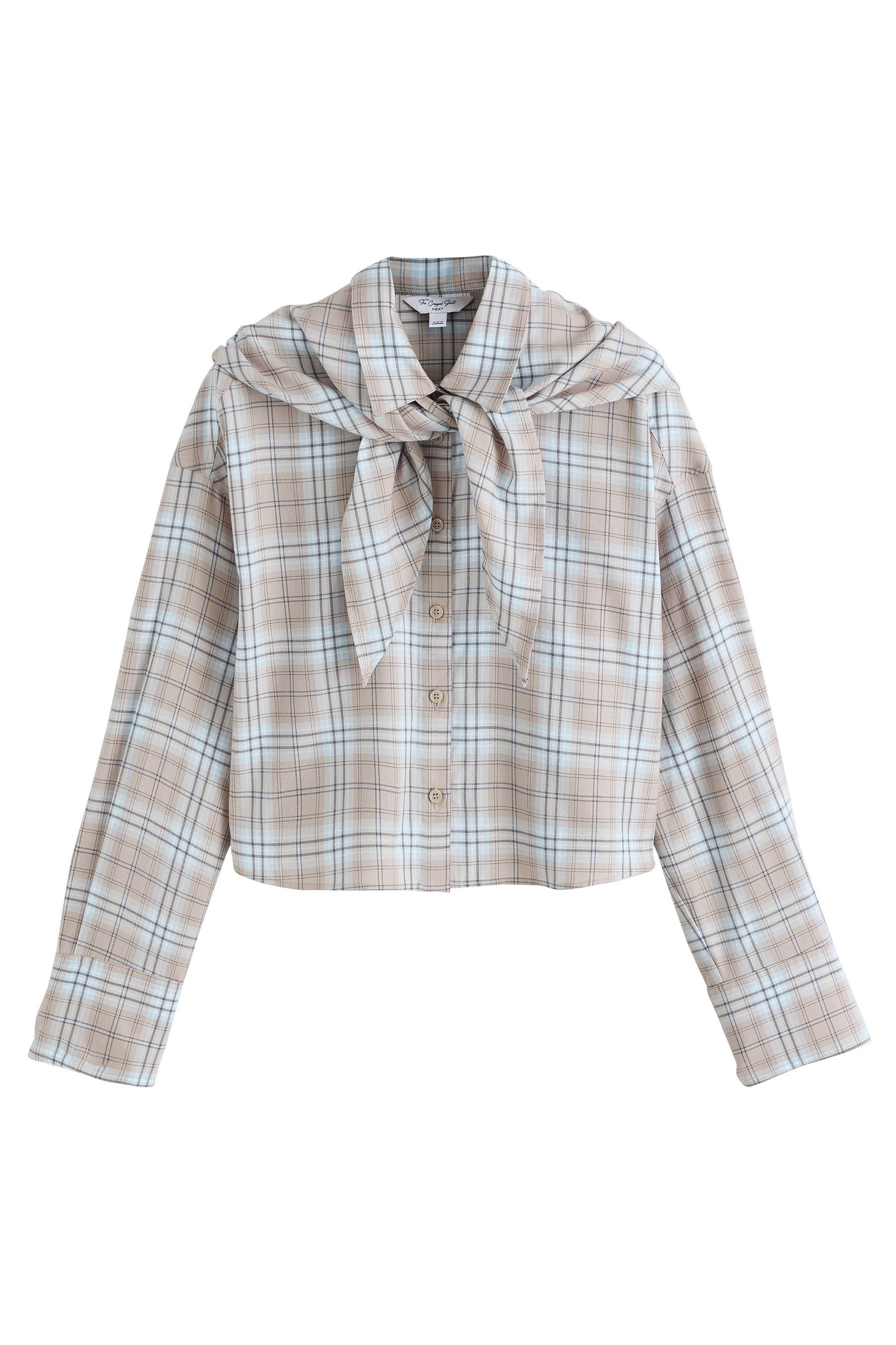 Next Hemdbluse Verkürztes Flanellhemd mit Schal (1-tlg)