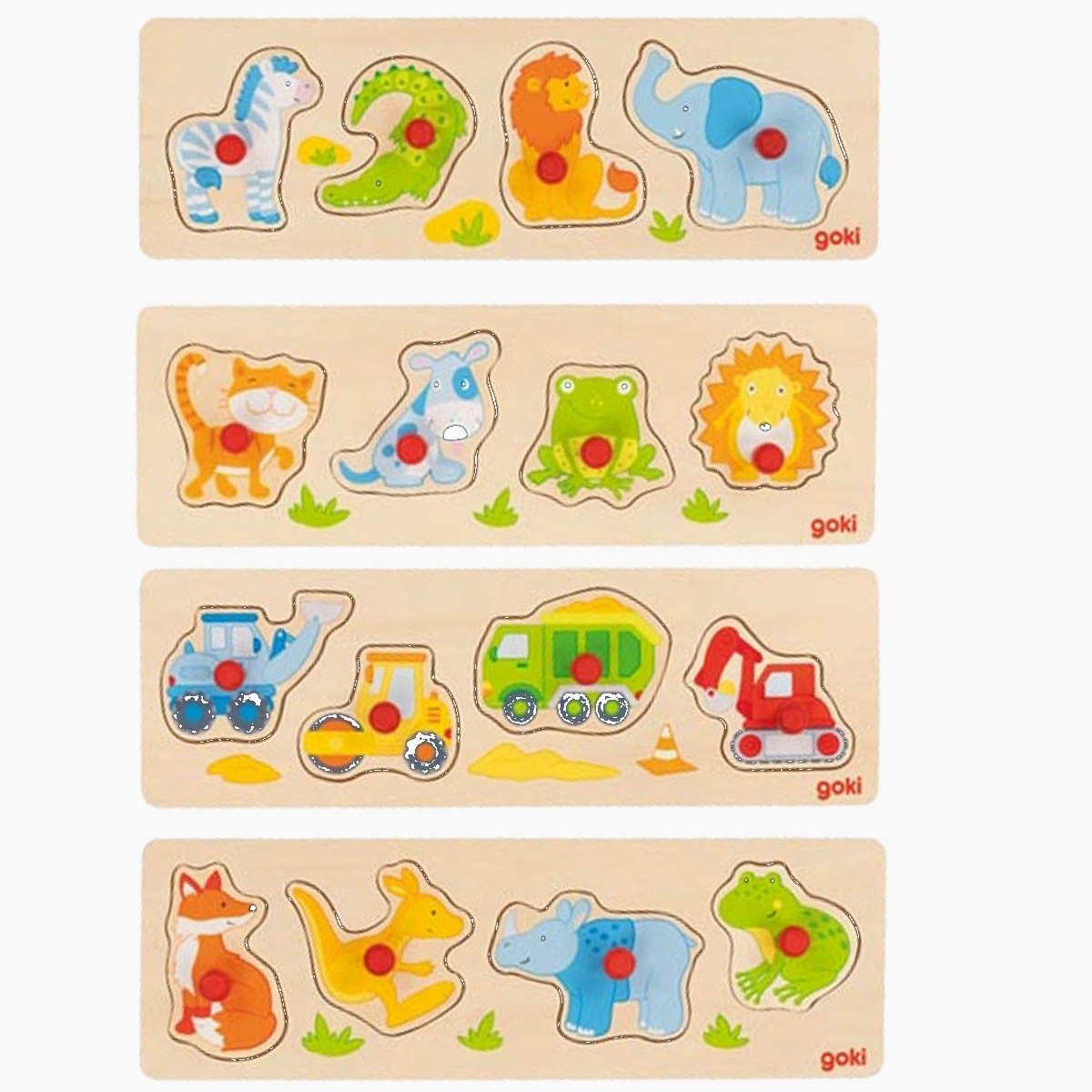 goki Steckpuzzle Steckpuzzle Powerdisplay 4er Set, 4 Puzzleteile, Spiel- und Lernvergnügen.