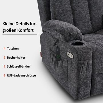 MCombo Relaxsessel MCombo elektrische Aufstehhilfe Fernsehsessel Relaxsessel 7190, motorisch verstellbar, Leder, Schwarz, 100 x 86 x 112 cm