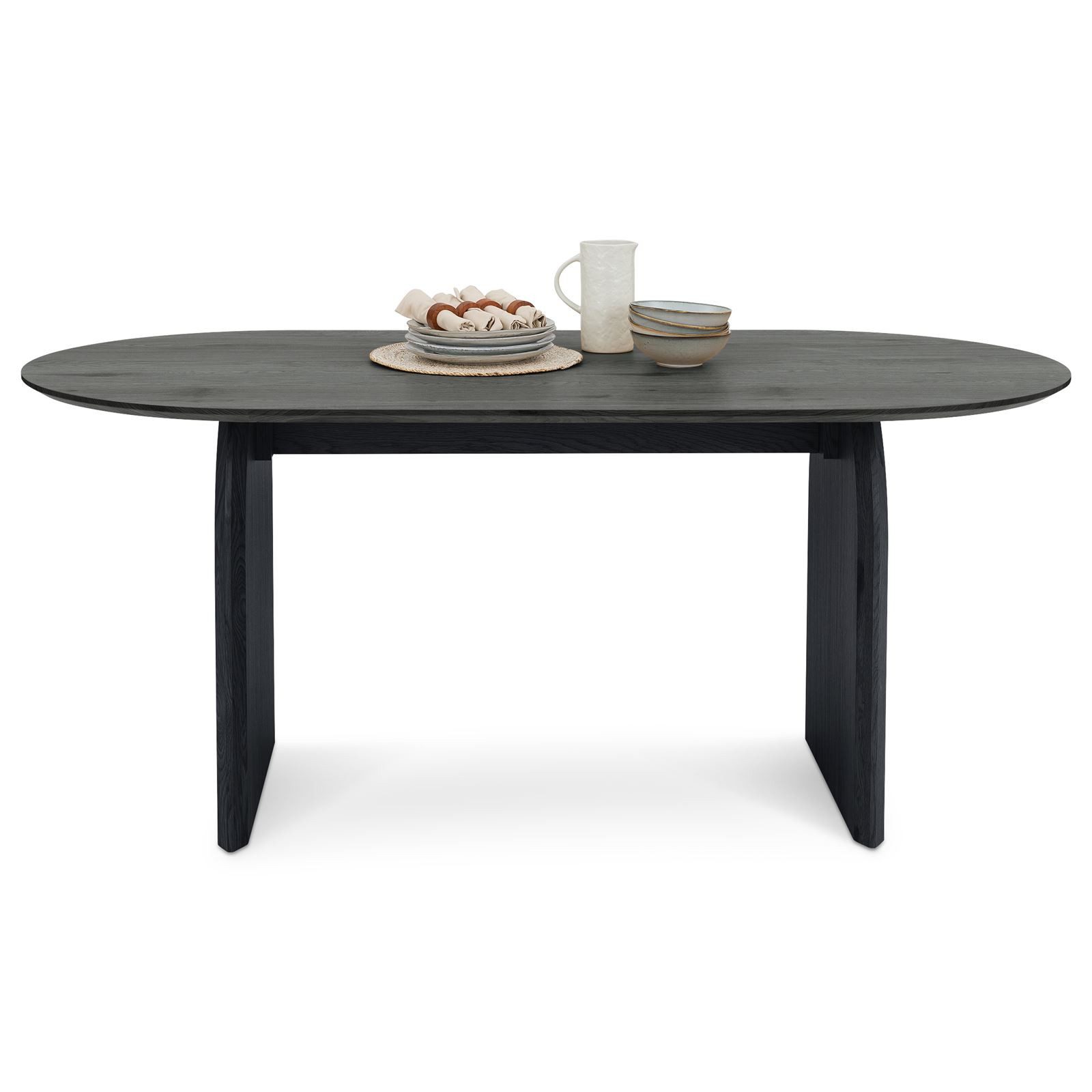 IDIMEX Essgruppe MALA FRANCA, Esstisch oval 180x90 cm mit 6 Stühlen robust pflegeleicht Schwarz/Weiß