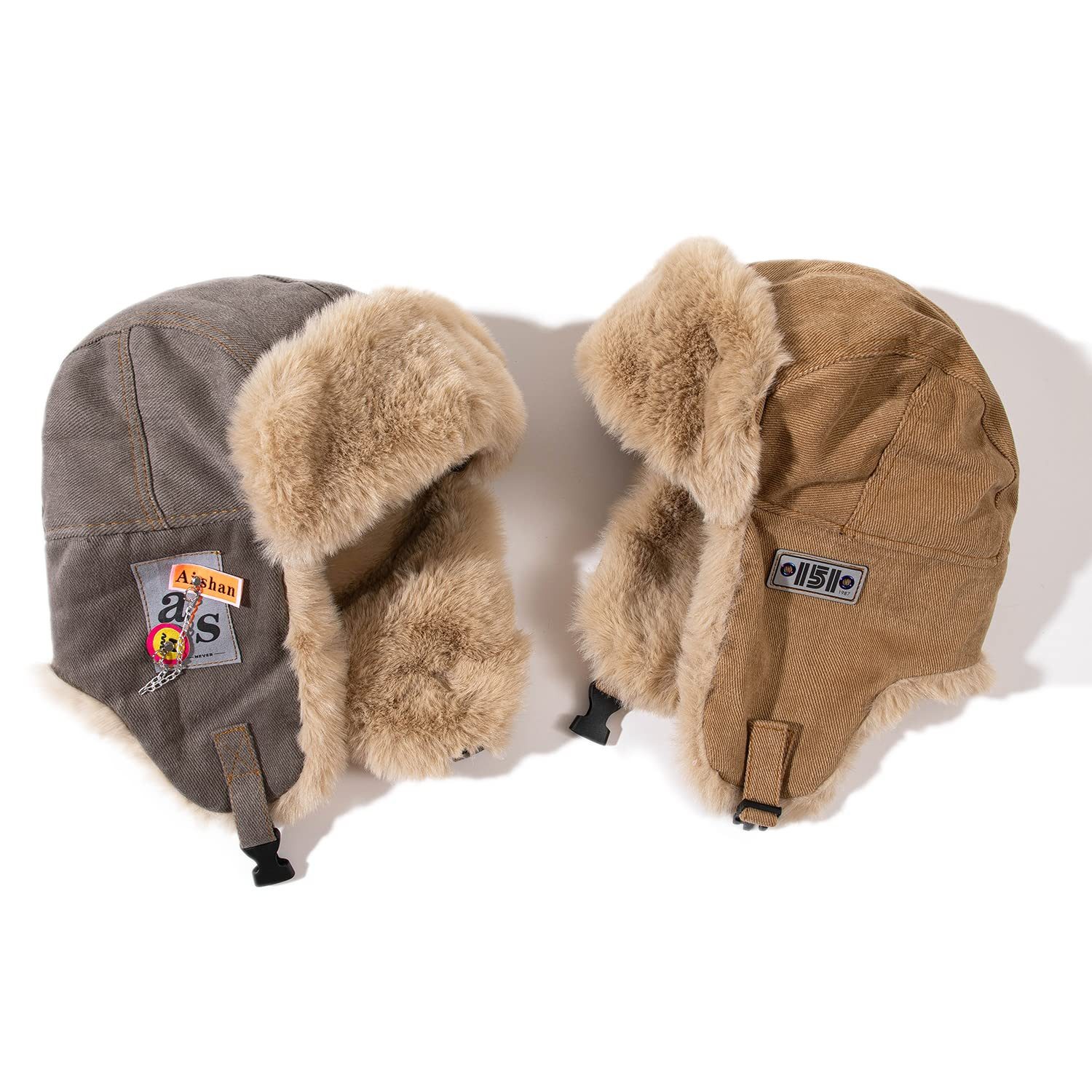 nsihing Plüschmütze Unisex Winter-Skihut, Warme Mütze mit Ohrenklappen Flauschiger Fliegermütze für Damen & Herren, Ideal für Wintersport – Bild 4 von 5