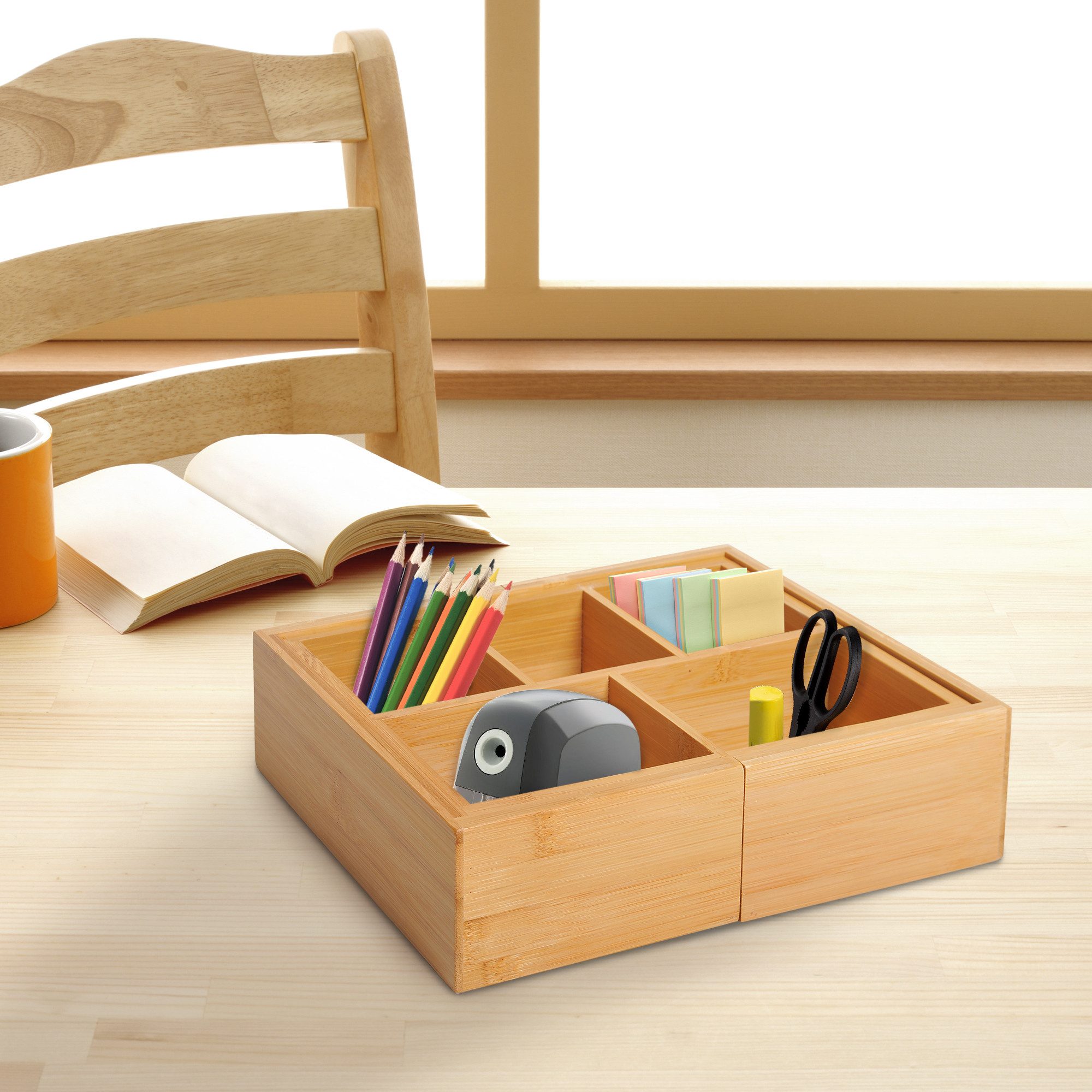 HOMCOM Organizer Aufbewahrungsbox Ordnungsbox ausziehbar Bambus Natur (Schubladen Organizer, 1 St., Ordnungsbox), ausziehbar Bambus Natur 24,6 x 17,6 x 7 cm