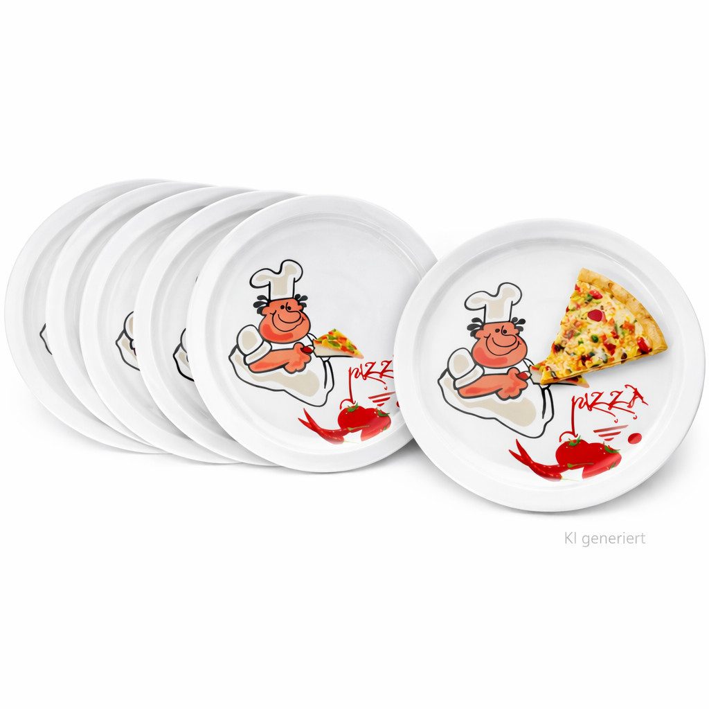 MamboCat Pizzateller 6er Set Alberto Pizzateller Ø30,5cm 6 Personen XL-Teller Platte