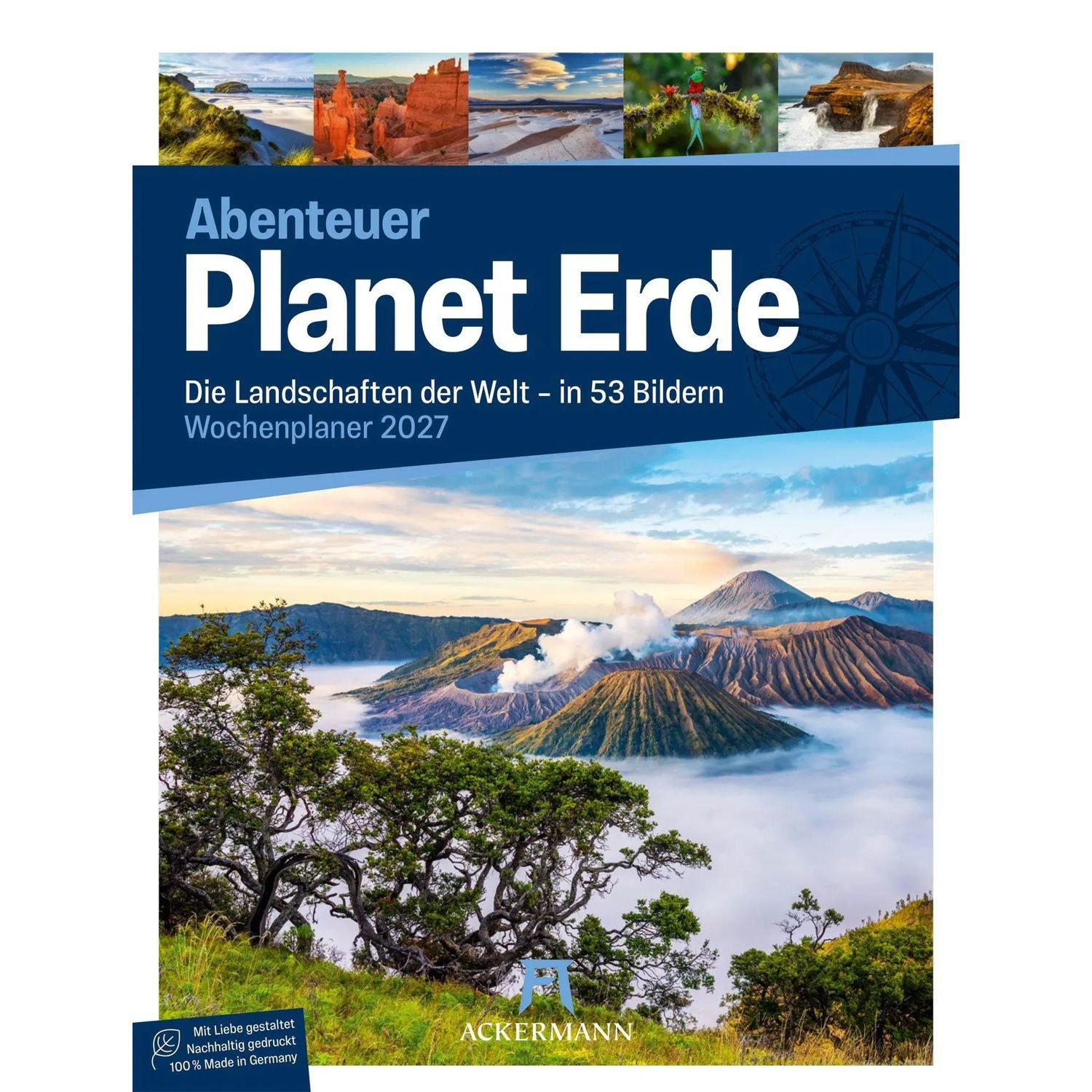 Ackermann Wandkalender Planet Erde Wochenplaner Kalender 2027, Landschaften der Welt