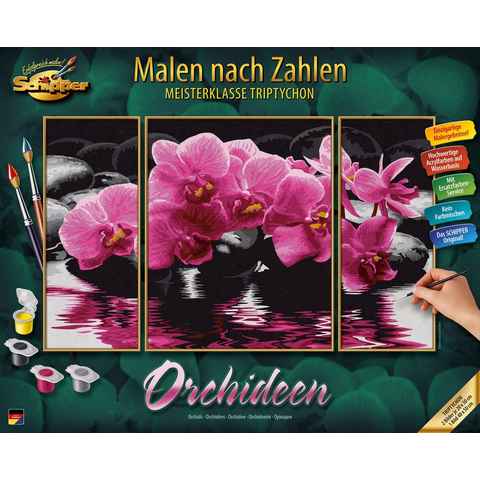 Schipper Malen nach Zahlen Meisterklasse Triptychon - Orchideen, Made in Germany