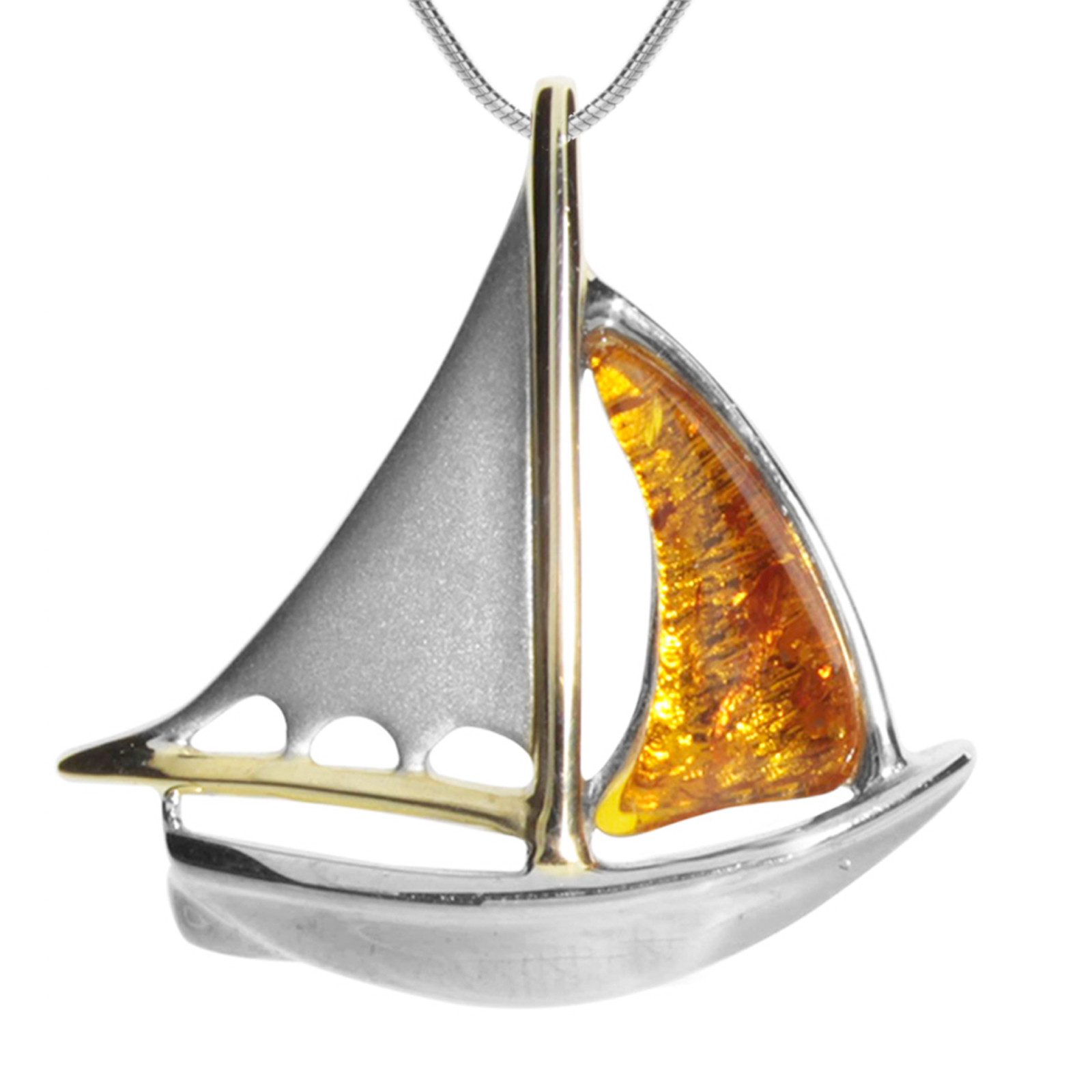 OSTSEE-SCHMUCK Kette mit Anhänger Ostsee-Schmuck Kette mit Anhänger Schiff (2-tlg)