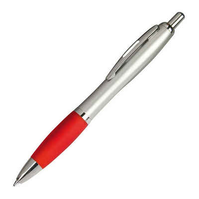 Livepac Office Kugelschreiber 20 Kugelschreiber / mit satiniertem Gehäuse / Farbe: silber-rot