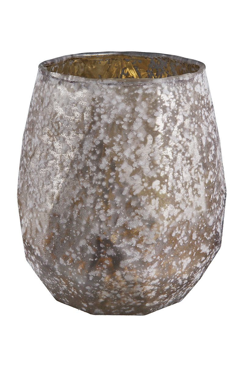 GILDE Windlicht Glas Windlicht "Cinza" matt grau/innen goldfarben 13cm