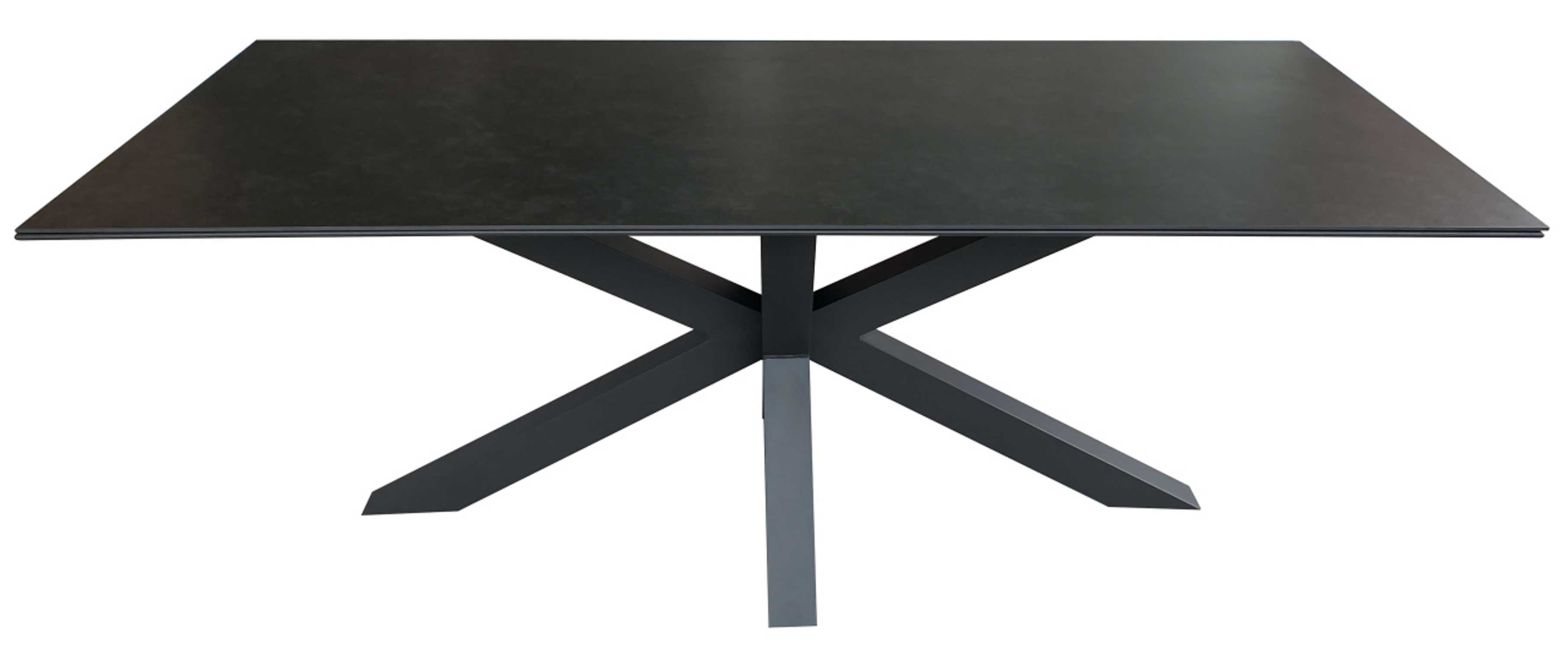 MR.DEKO Gartentisch Malaga 200x90 cm Aluminium Keramik dunkelgrau Tisch Outdoor (Mit X-Gestell & Keramik-Tischplatte – stilvoller Esstisch für Outdoor, 1-St), K – Bild 3 von 5