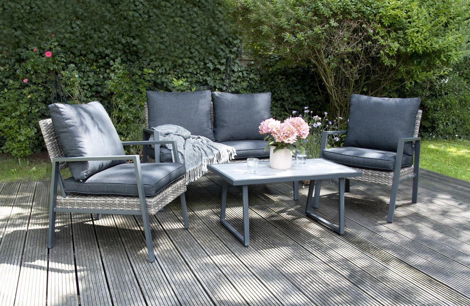 bellavista - Home&Garden® Gartenlounge-Set Aluminium Balkonlounge Set  Nizza, (Set, 4-tlg), elegantes Balkon Loungeset für 4 Personen