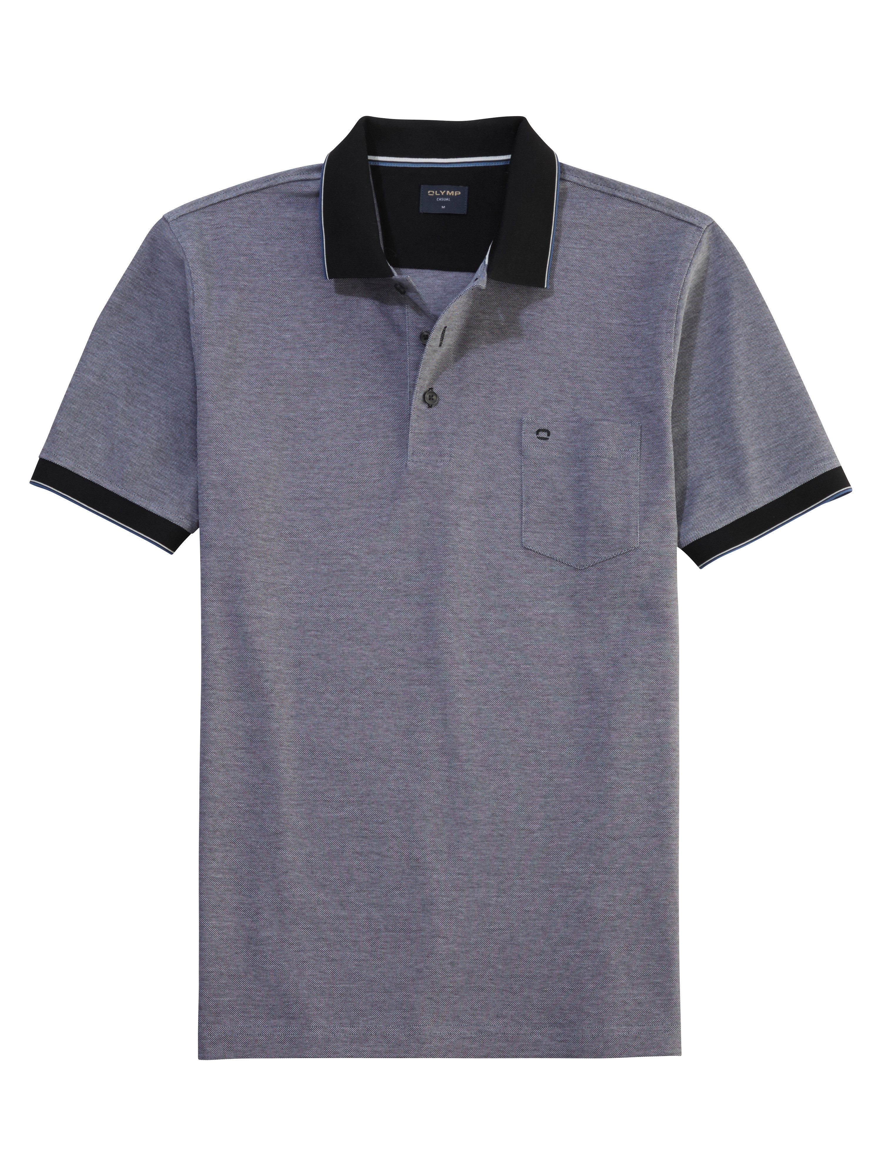 OLYMP Poloshirt Casual Two-Tone Piqué, Seitenschlitzen im Saum