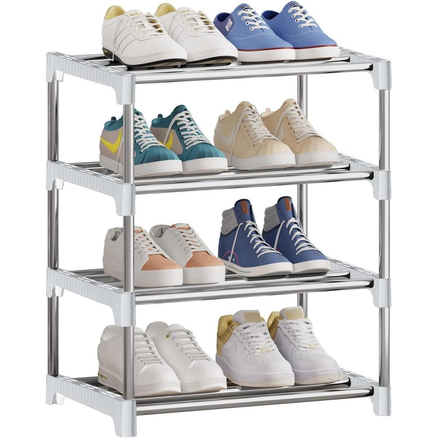 Schuhabtropfschale Kleines stapelbares Schuhregal 4 Ebenen Organizer 4 Tier