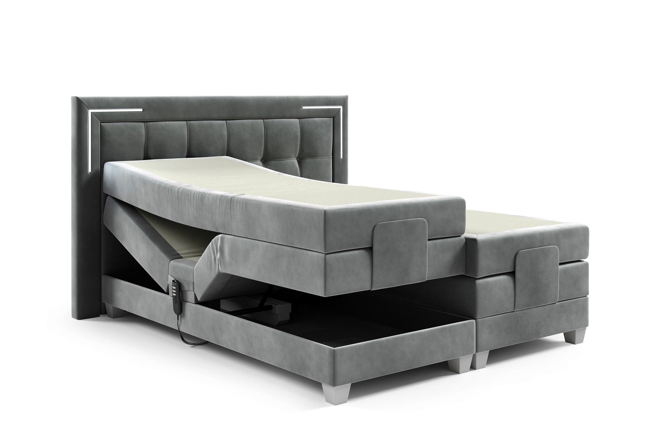 Fun Möbel Boxspringbett Schlafzimmerbett DORES Elektrisch in Stoff Fresh (inkl. Kaltschaumtopper), Matratzen elektrisch verstellbar