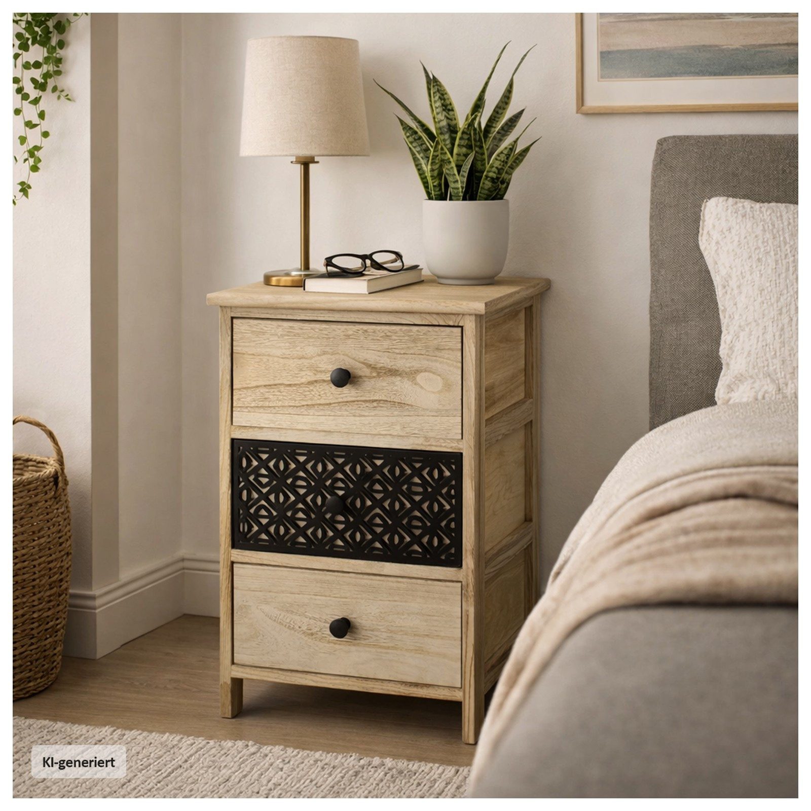 HTI-Living Kommode Kommode Melia 3 Schubladen Dekor Schwarz-Artisaneiche (Stück, 1 St., 1 Kommode)