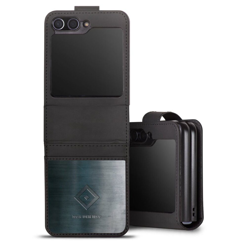 DeinDesign Handyhülle HSV Hamburger SV Metallic Look Nur der HSV Metalllook, Samsung Galaxy Z Flip 5 Hülle Handy Flip Case Wallet Cover
