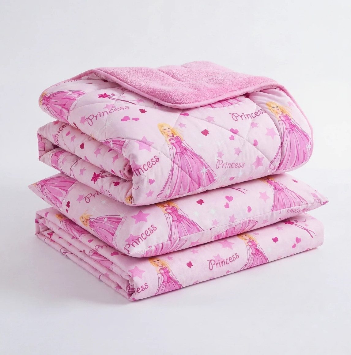 Formeya Kinderbettwäsche Prinzessin Wellsoft Wendesteppdecke 155x220 cm mit Spannbettlaken