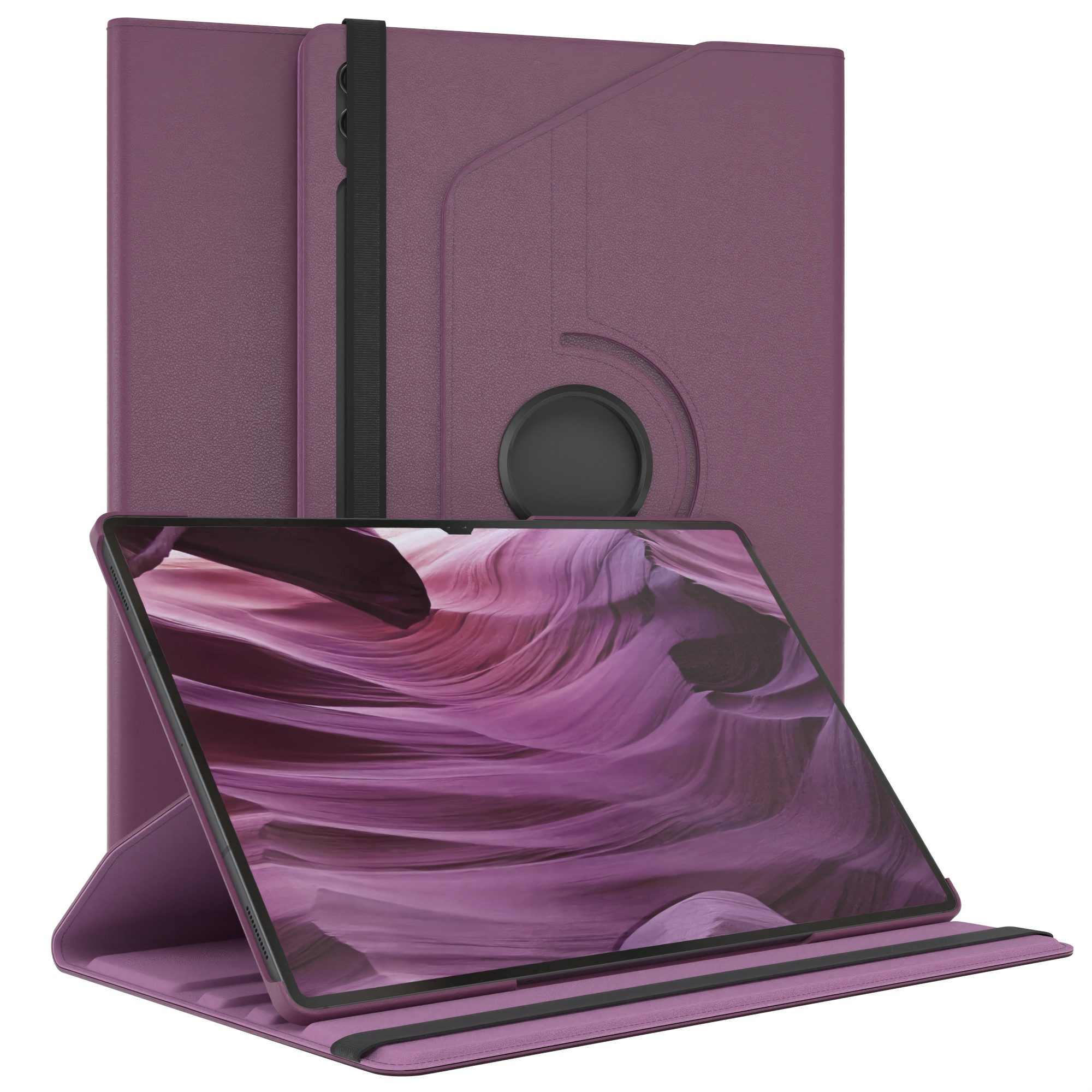 EAZY CASE Tablet-Hülle Rotation Case Galaxy Tab S10 Ultra Rotationcase 14,6 Zoll, Tablet-Hülle Bookstyle Case Fullcover Schutz Tasche Stehfunktion Lila