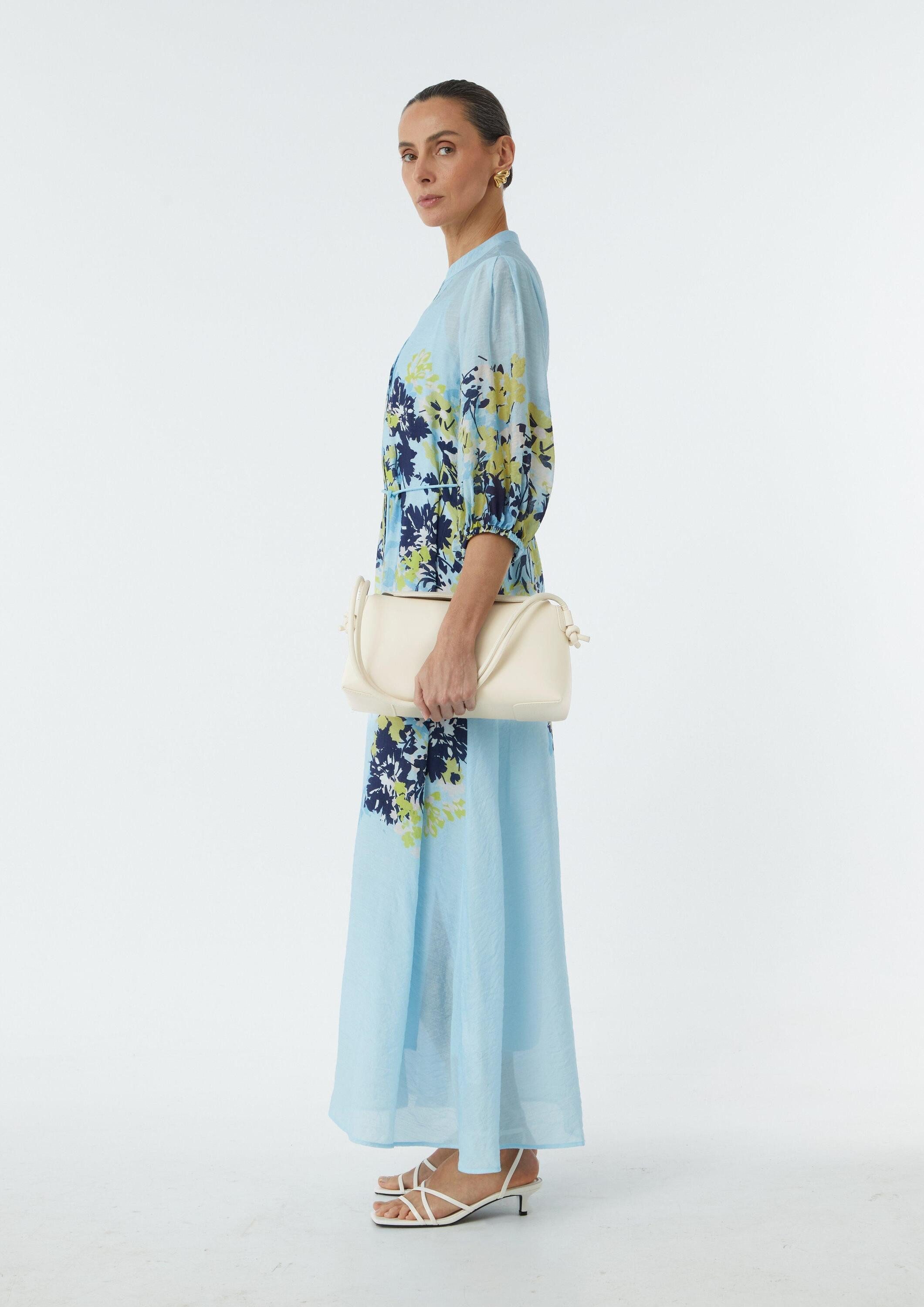 comma Maxikleid Kleid Langes Tunikakleid mit weitem 3/4-Ärmel