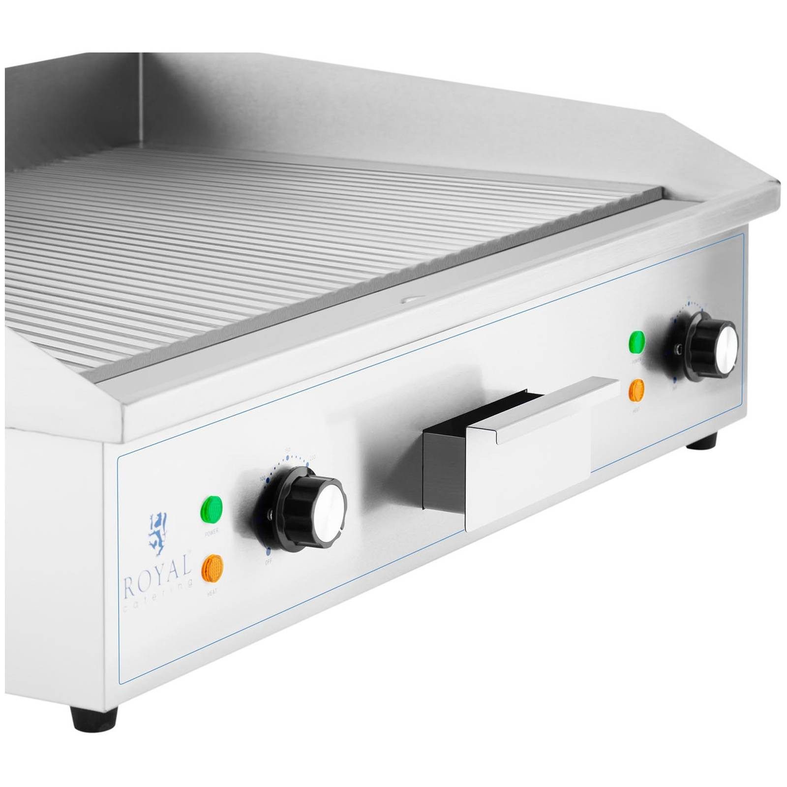 Royal Catering Elektrogrill 70 x 40 cm Doppel Elektrogrillplatte gerillt Griddleplatte Bratplatte, 4400 W